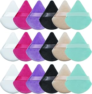 Makeup Powder Puff 18 pcs Triangle Powder Puff Curved Design Powder Puff for Face for Daily Makeup Contouring, Under Eyes and Corners Makeup Tool (Colorful)