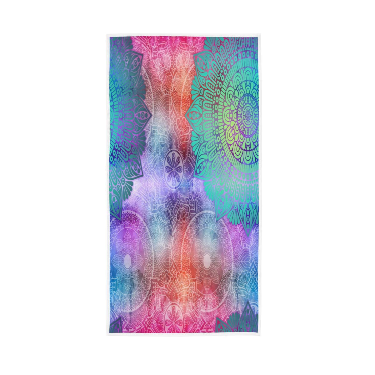 HUYGD N/E Hand Towels Cotton Colorful Tile Mandela Ethnic Soft Towel Multipurpose Bathroom Beach Towel for Home Kitchen Swim Spa Gym, 30x15 inch
