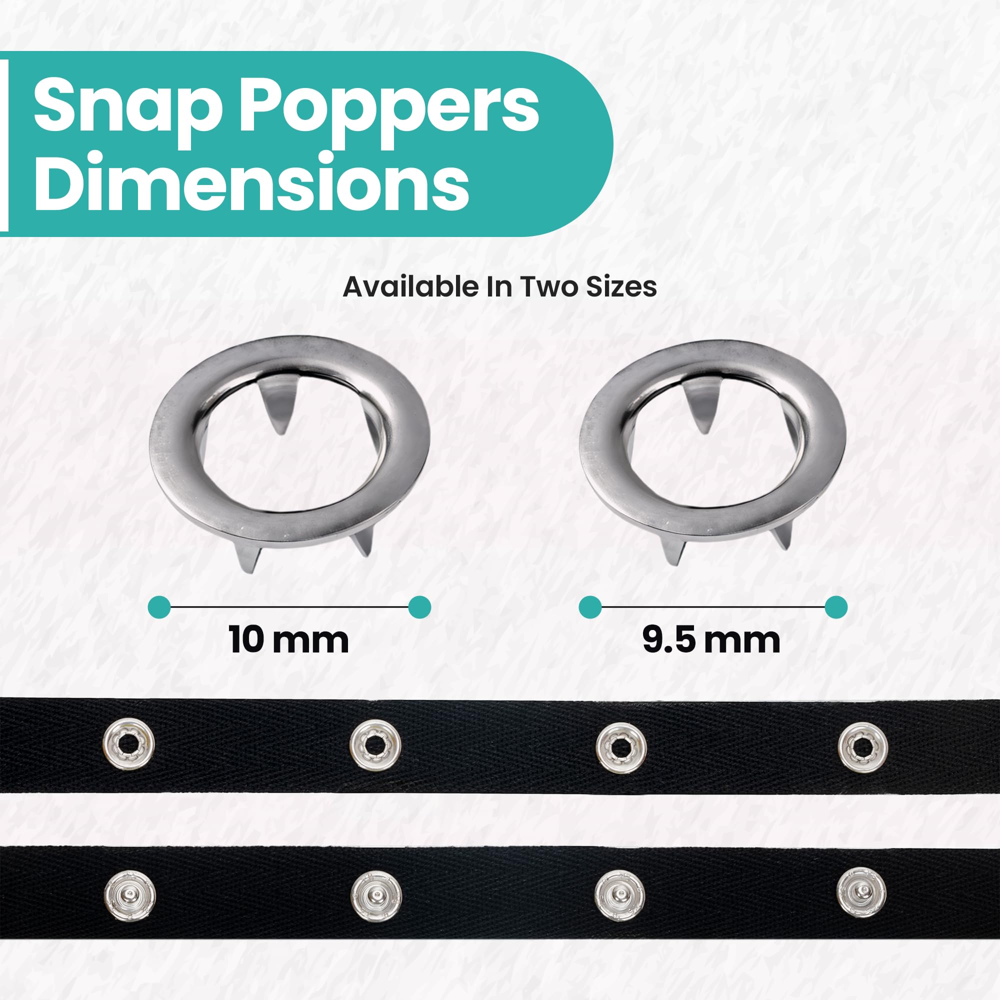 Trimming Shop Juego de cierres a presión de metal de alta calidad de 10 mm, botones a presión a prueba de óxido para costura, manualidades y sastrería, juego de 500 broches duraderos para tela, ropa,