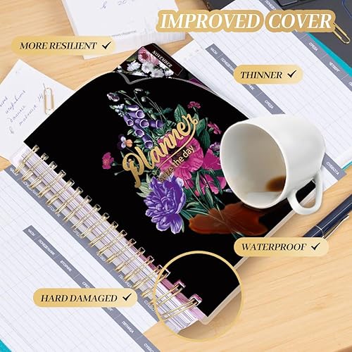 Miniatura 4 de Arundhati Agenda diaria grande de PVC sin fecha de 9.8 x 8.5 pulgadas, agenda diaria, semanal, mensual de 18 meses, agenda anual, 294 planificadores