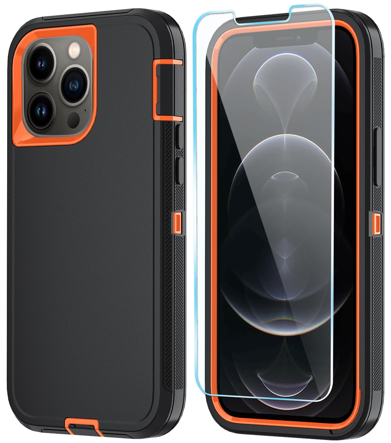 ouyncase Phone Case for iPhone 12 Pro Max Case with HD Screen Protector, Heavy Duty Shockproof & DustProof & Dropproof 3-Layer Cover Phone Case for