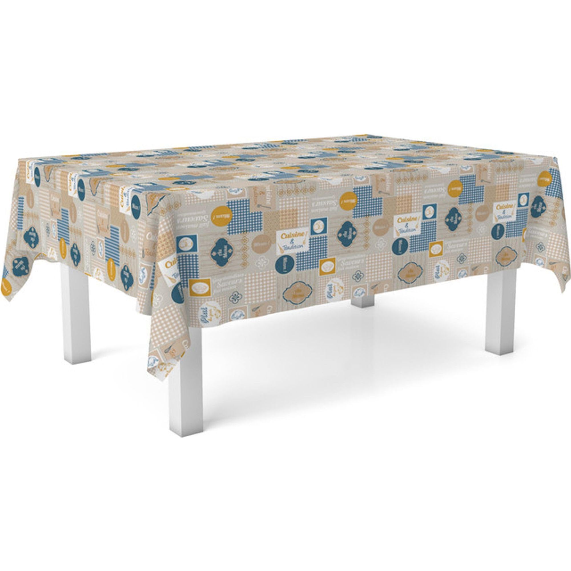 ECOMMERC3 | Oilcloth Tablecloth Size 260 x 140 cm Stain Repellent – Cuisine Blue Oilcloth Tablecloth 100% Made in Spain Do Not Bleed Liquids