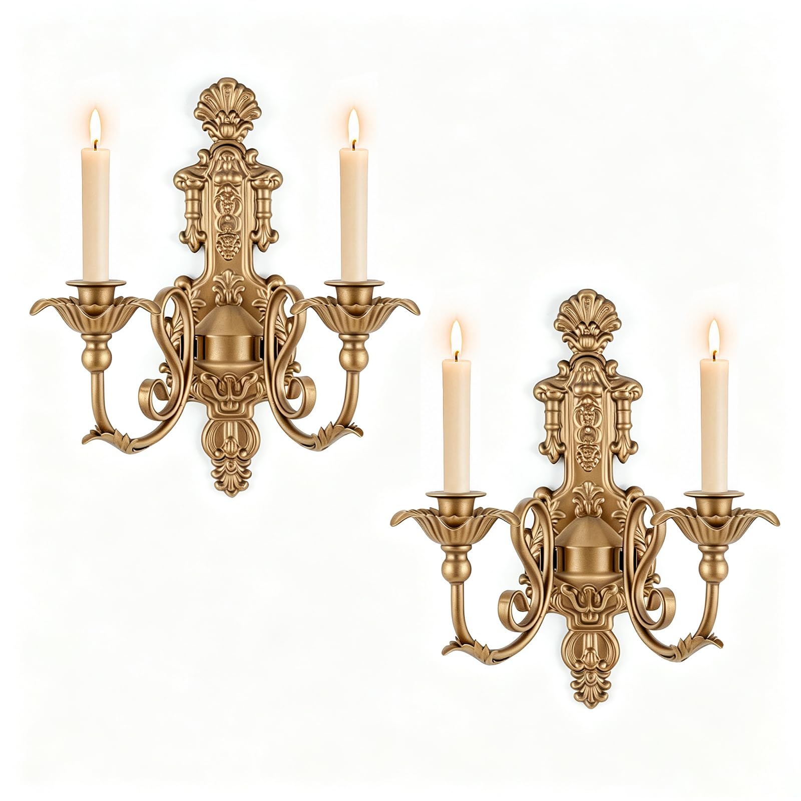 Gothic Wall Sconce,Rustic Vintage Gold Wall Candle Holders,Gold Wall Decorations,Set of 2