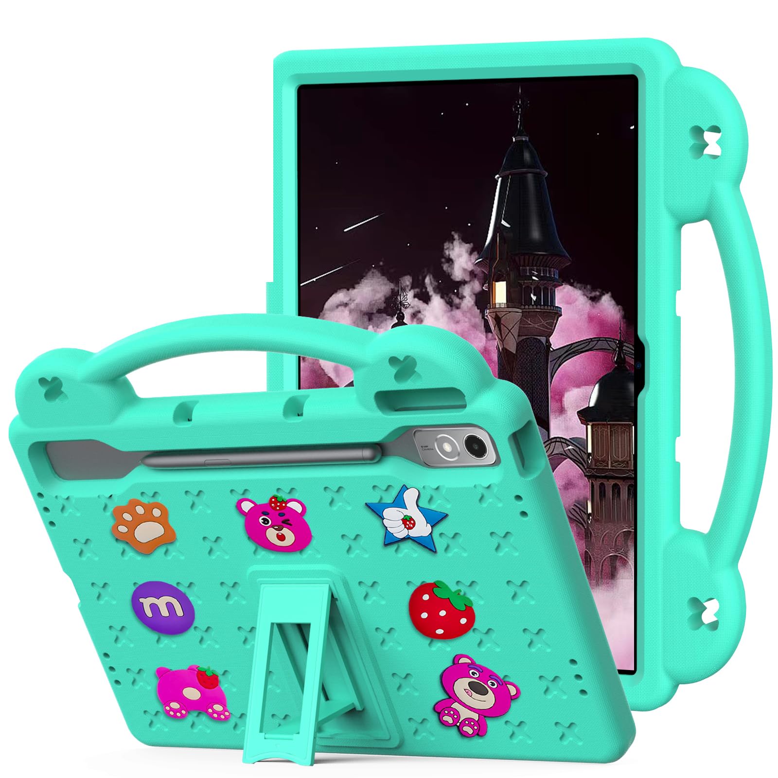for Lenovo Idea Tab Pro 12.7 inch Case 2025 (TB373FU), Kids EVA Stand Handle Protective Cover for Lenovo 12.7'', Green