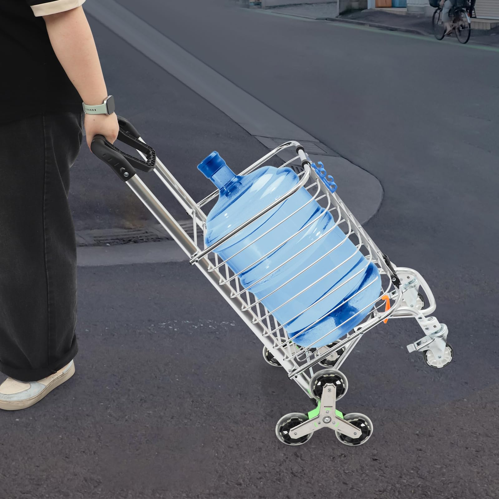 Einkaufswagen mit Rädern, klappbarer Allzweckwagen zum Treppensteigen mit Oxford-Tasche, 360° Griff, Langlebigen 8 Rädern und Aluminiumlegierungsrahmen (44×30×92cm)