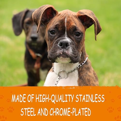 Miniatura 7 de JuWow Collar de entrenamiento para perros, collar de cadena ajustable de acero inoxidable, fuerte, duradero, a prueba de intemperie, resistente al