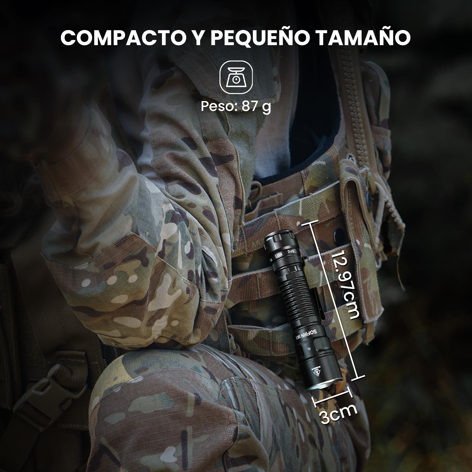 Sofirn SK1 Linternas LED Alta Potencia 1300 Lumen 479m Magnetica IPX8 | Linterna Tactica;USB-C Recargable MAX 200h;Interruptor Magnetico;6 Modos;IPX8 Impermeable Aluminio;Camping Caza Rescate EDC