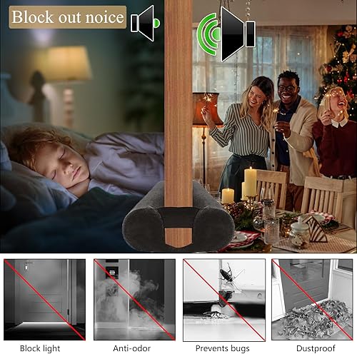 Miniatura 6 de JUJIBL Tope para debajo de la puerta de 32 pulgadas para un gran espacio de hasta 2 pulgadas, bloqueador de corrientes de aire para parte inferior