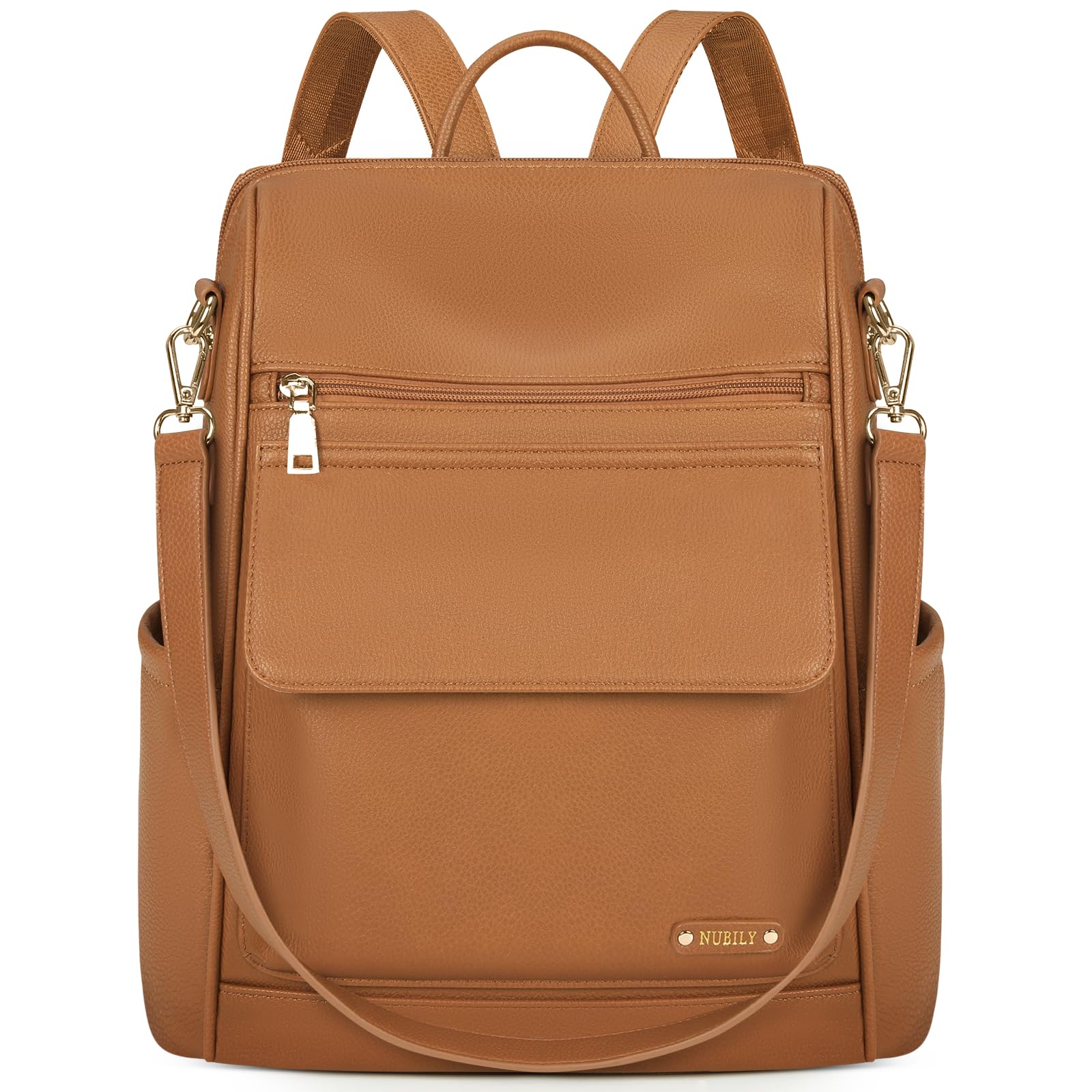 NUBILY Backpack Purse for Women Leather Anti-Theft Mini Backpack Fashion Designer Handbag Convertible Travel Bag Ladies Shoulder Bags, Brown