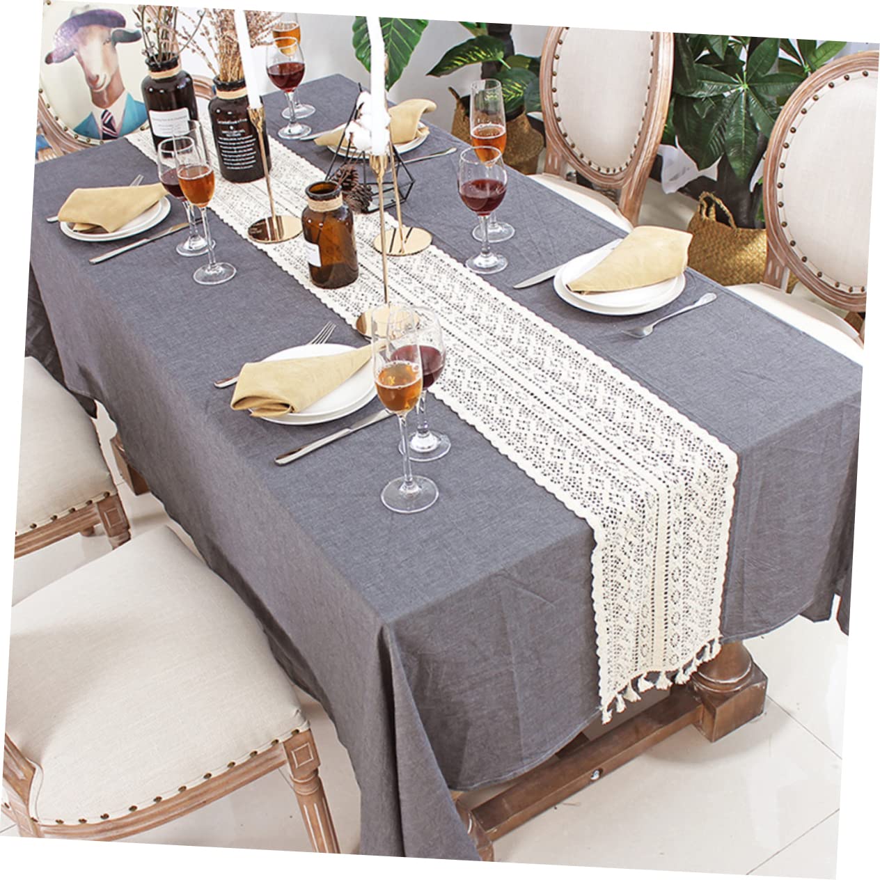 Amazon｜NUOBESTY レース編みテーブルクロス 花模様 ハイセンスな