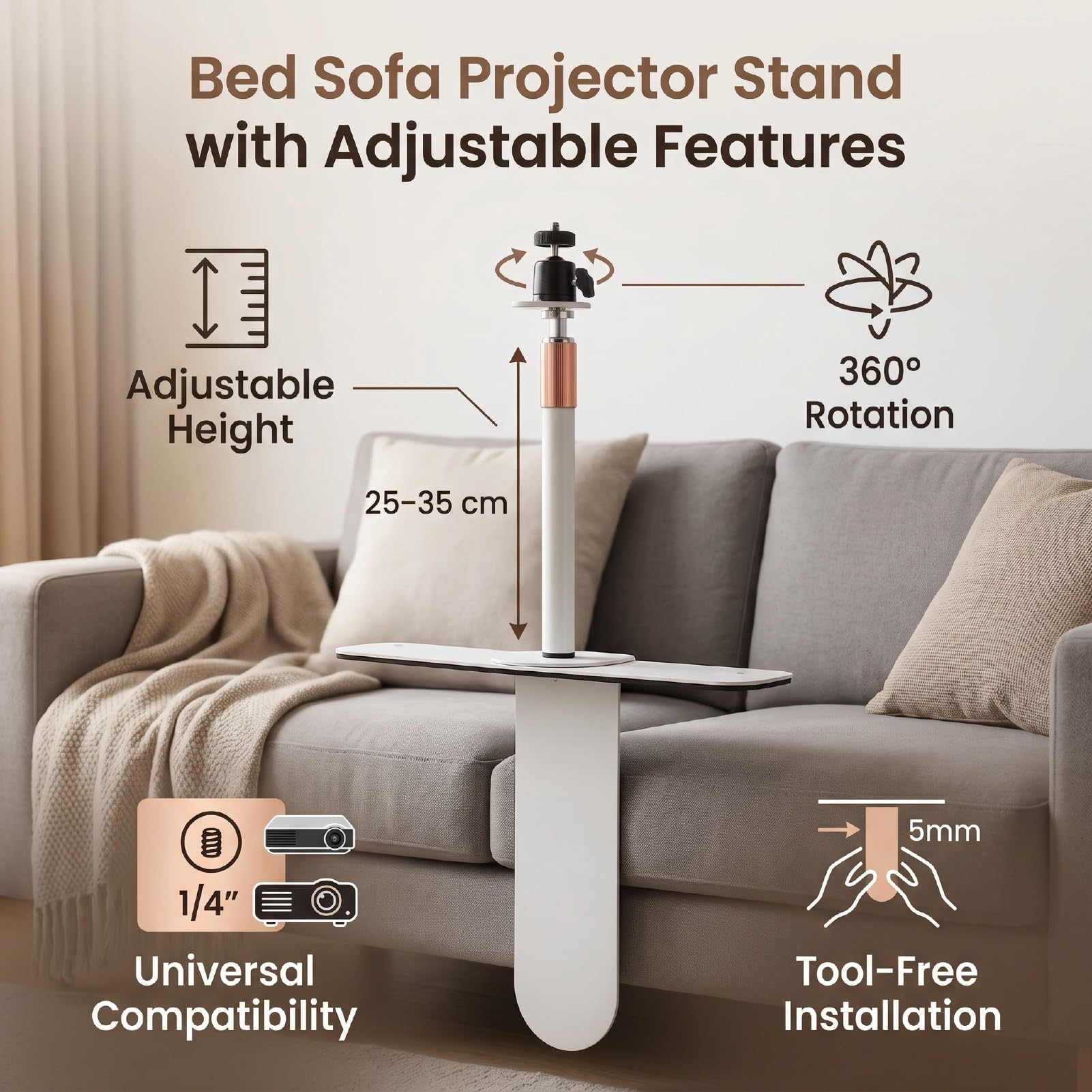 Supporto per Proiettore per Divano Letto con Rotazione di 360°