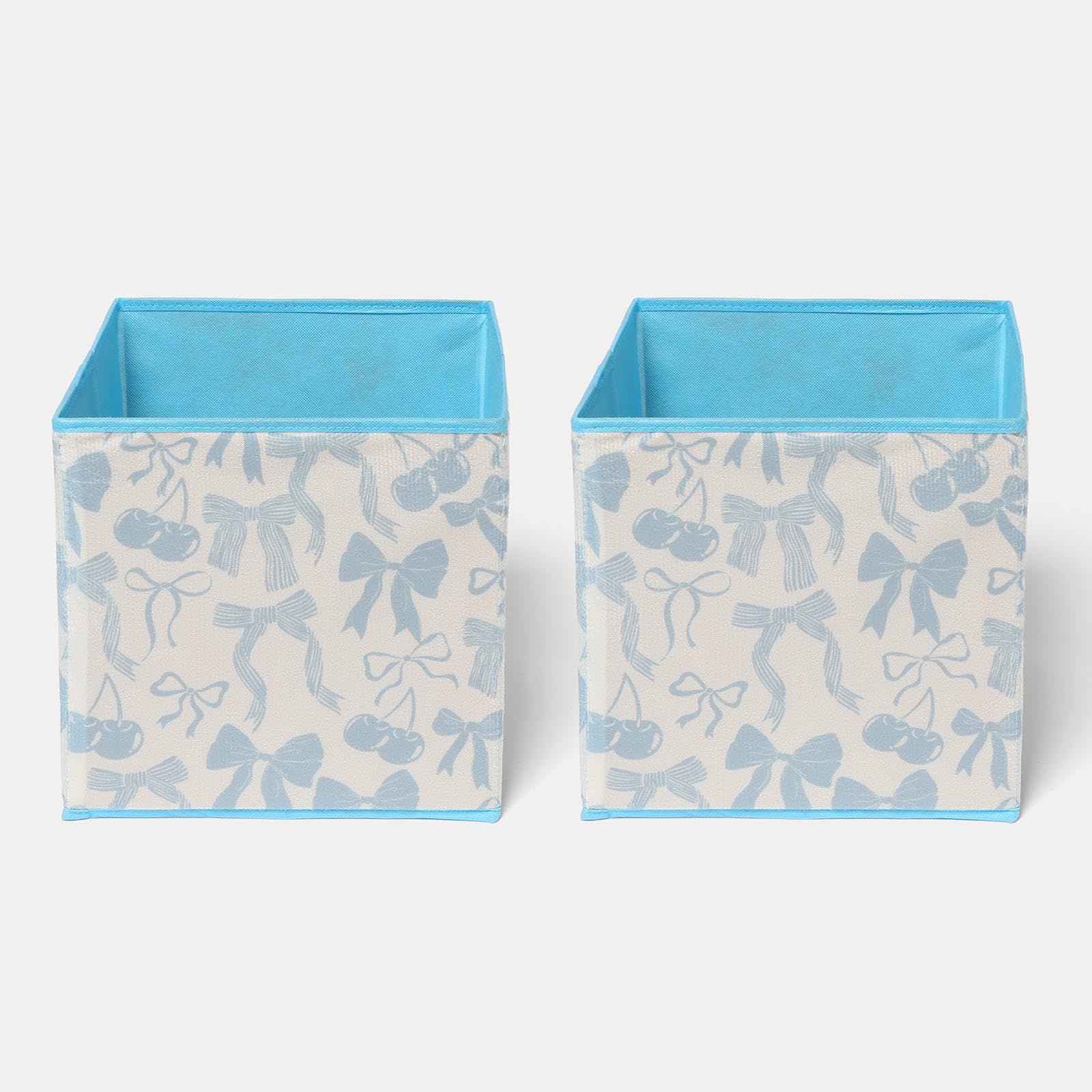 OHS Cherry Bow Cube Storage Boxes Collapsible Cube Boxes 2 Pack, Blue/White โ image 1