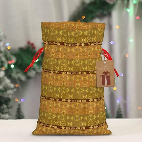 Miniatura 6 de Christmas Gift Bag, Ethnic African Pattern With Adinkra Simbols Drawstring Burlap Gift Bags Xmas Wrapping Bags For Wedding Favors Candy Bags Party