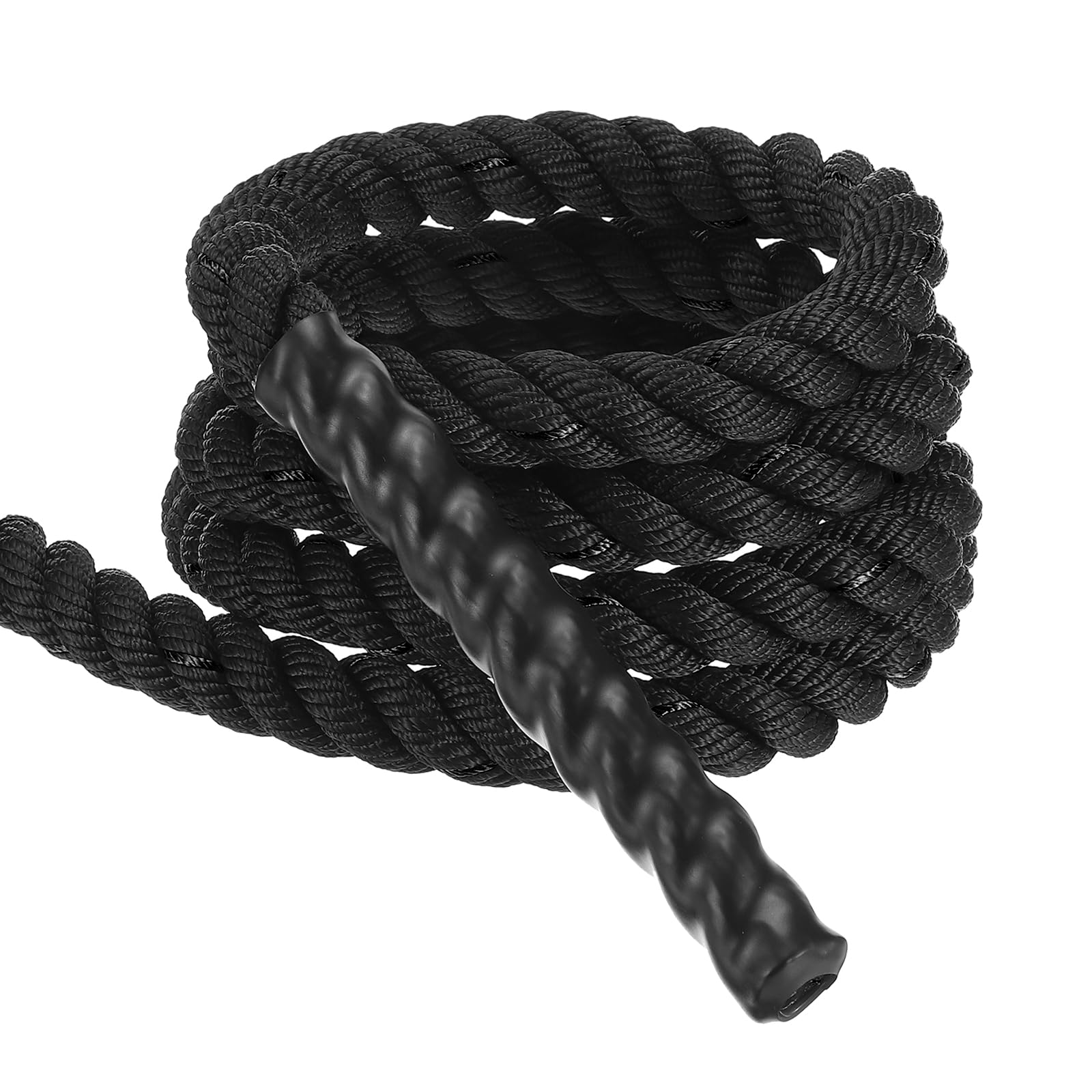MECCANIXITY Battle Rope 10ft x 1 Inch Polyester Workout Rope Heavy Fitness Exercise Rope for Strength Training Home Gym Muscle Building, Black