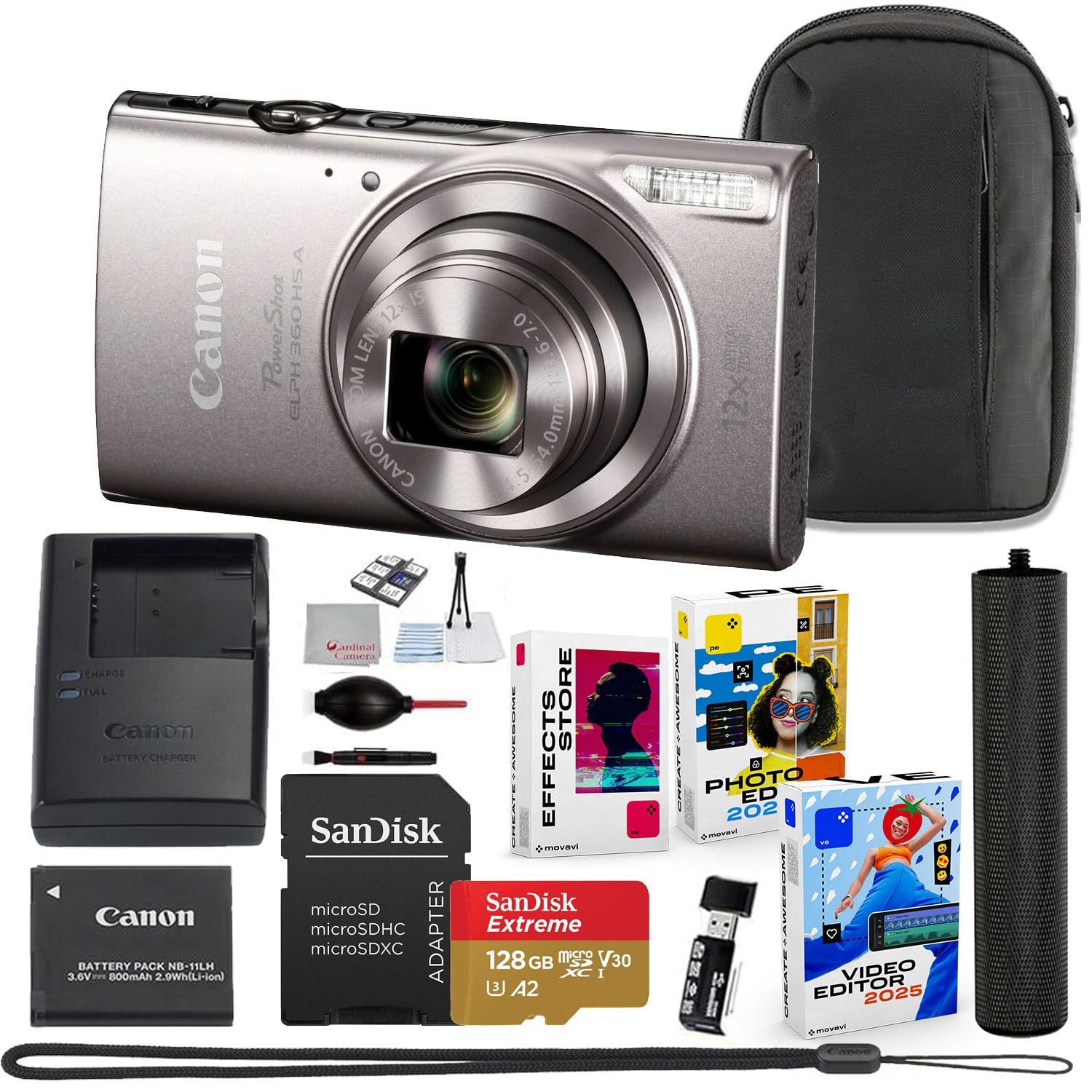 Amazon.com : Canon PowerShot ELPH 360 HS A Digital Camera Bundle 