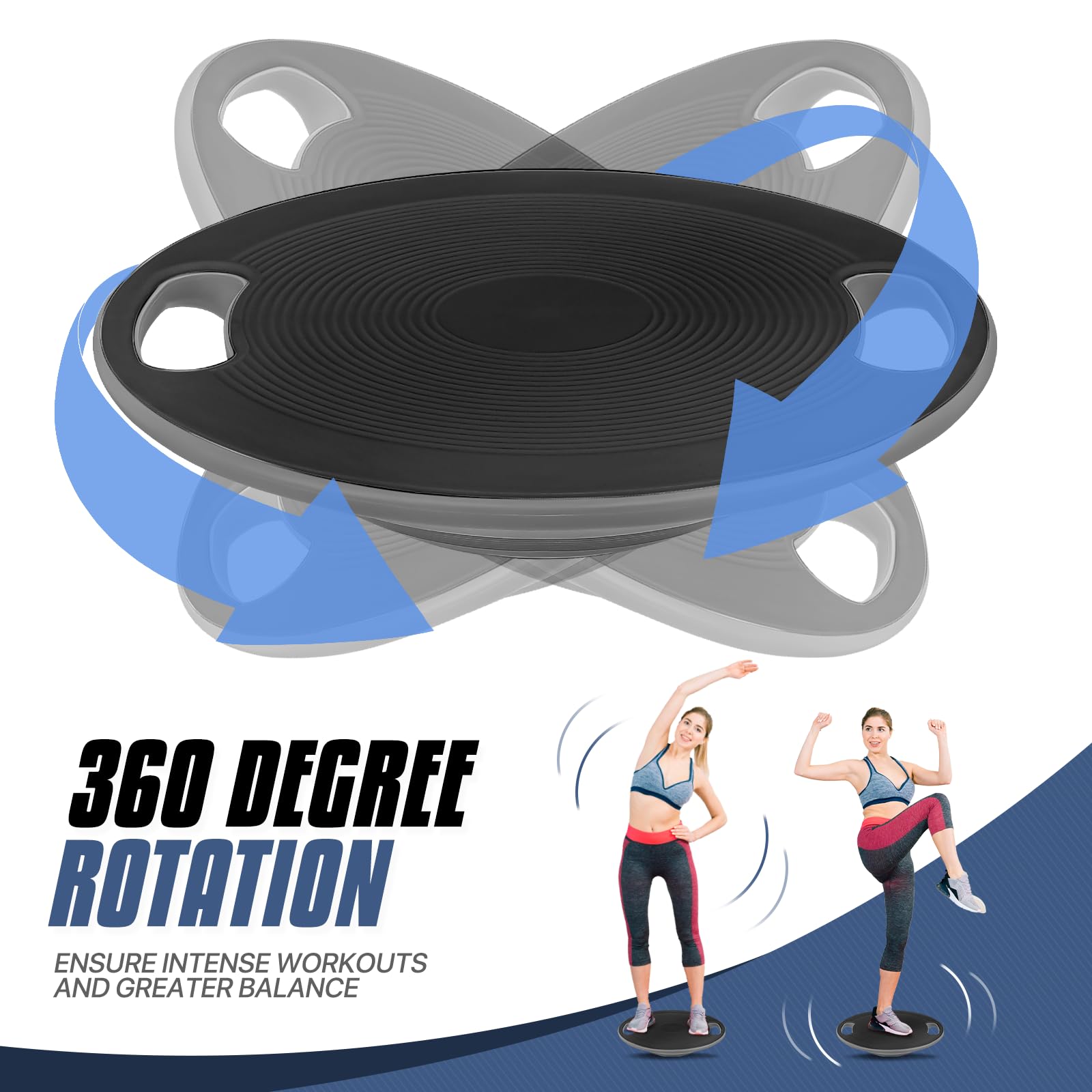MADOG Wobble Balance Board for Adults, 15.5" TPR Non-slip Surface with Handle for Workout Core Trainer Physical Therapy, Home Gym Stability Board, Black 2