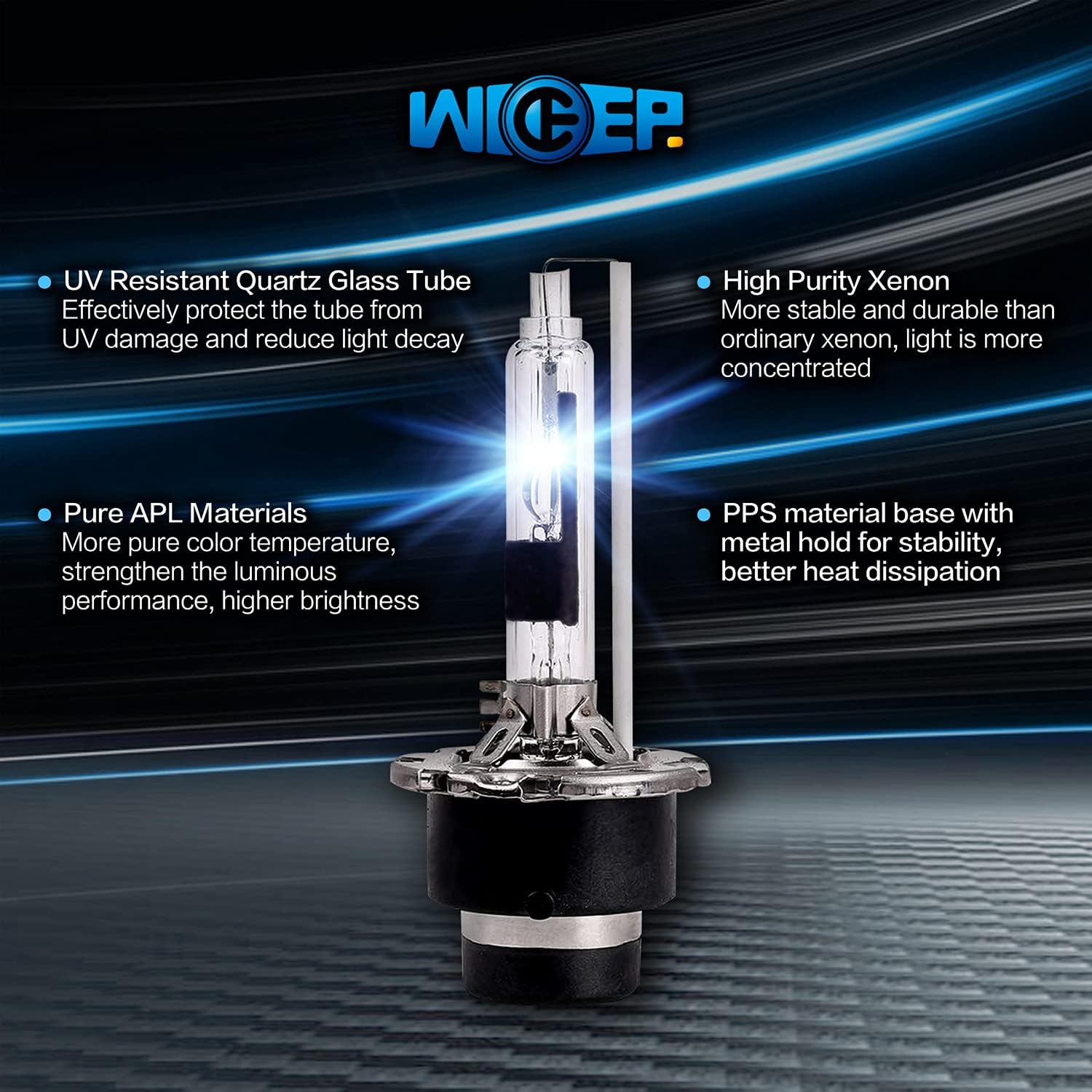 D2R Xenon HID Headlight Bulbs, 6000K 35W, 85126UB 66250 85126WX Replacement Headlamp for Low Beam, 2 Pcs
