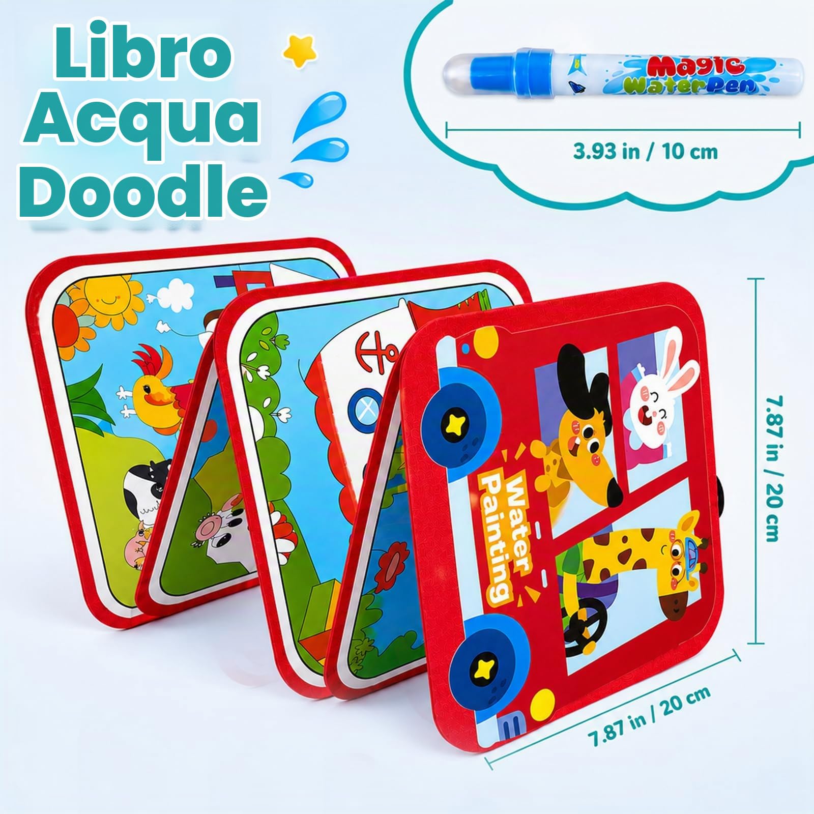 Tangdudu Set 2 Libri Magici Riutilizzabili per Colorare Bambini 1 Anno+ — immagine 2 di 15