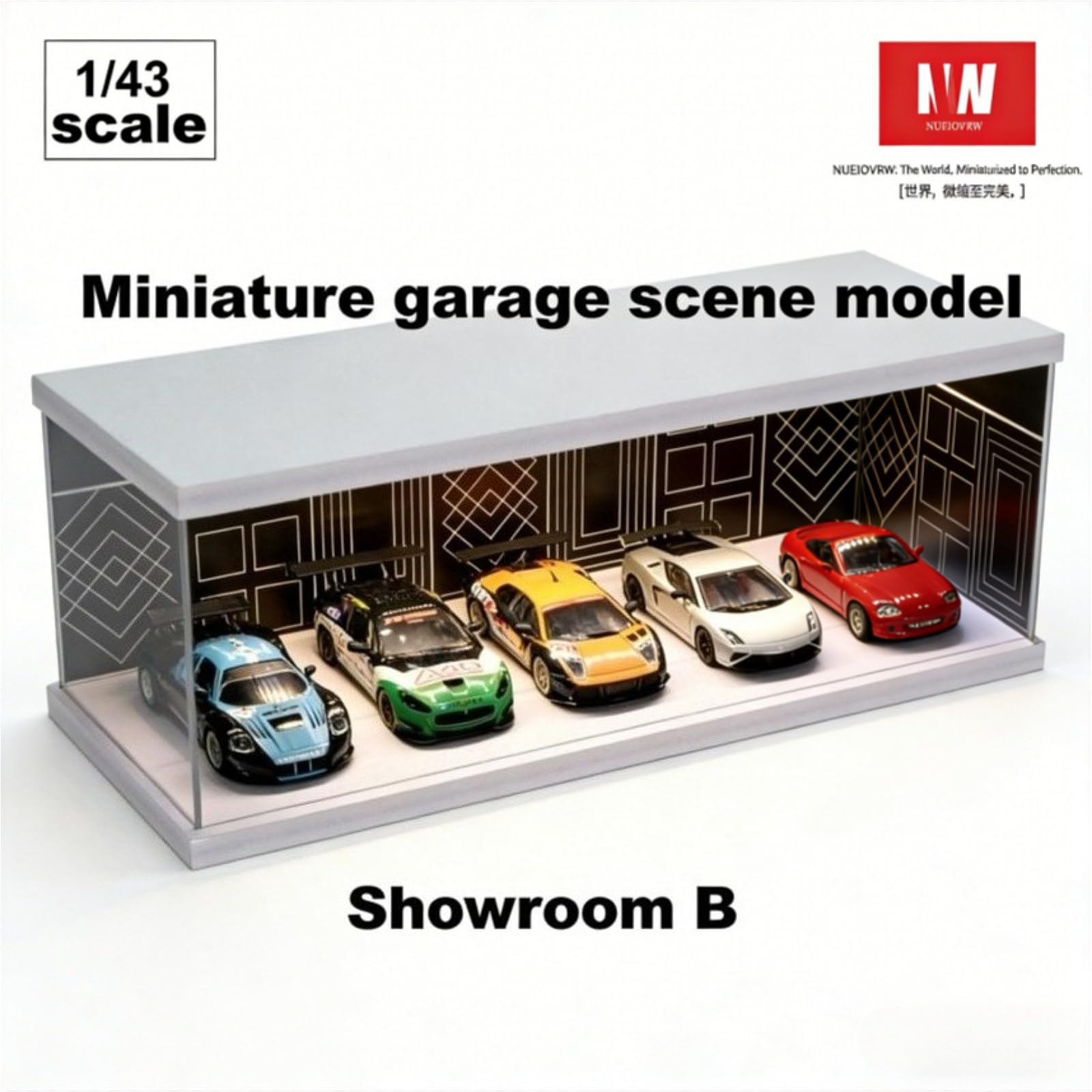 Amazon.co.jp: NUEIOVRW 1:43 ジオラマ・ガレージモデル、3色LED照明