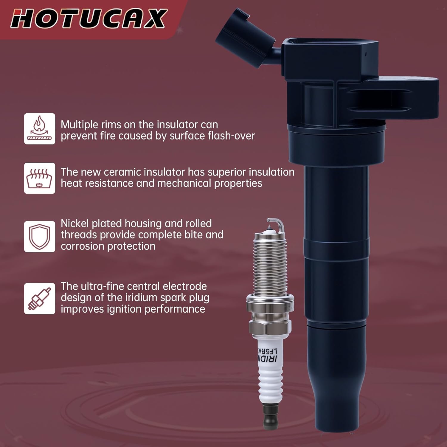 4-Packs Ignition Coil & Iridium Spark Plugs, Replacement for UF611,Fits Hyundai Santa Fe 2010-2012/Tucson 2010-2015 & Kia Optima 2008-2015/Sportage 2011-2016 2.4L 4.6L 5.0L