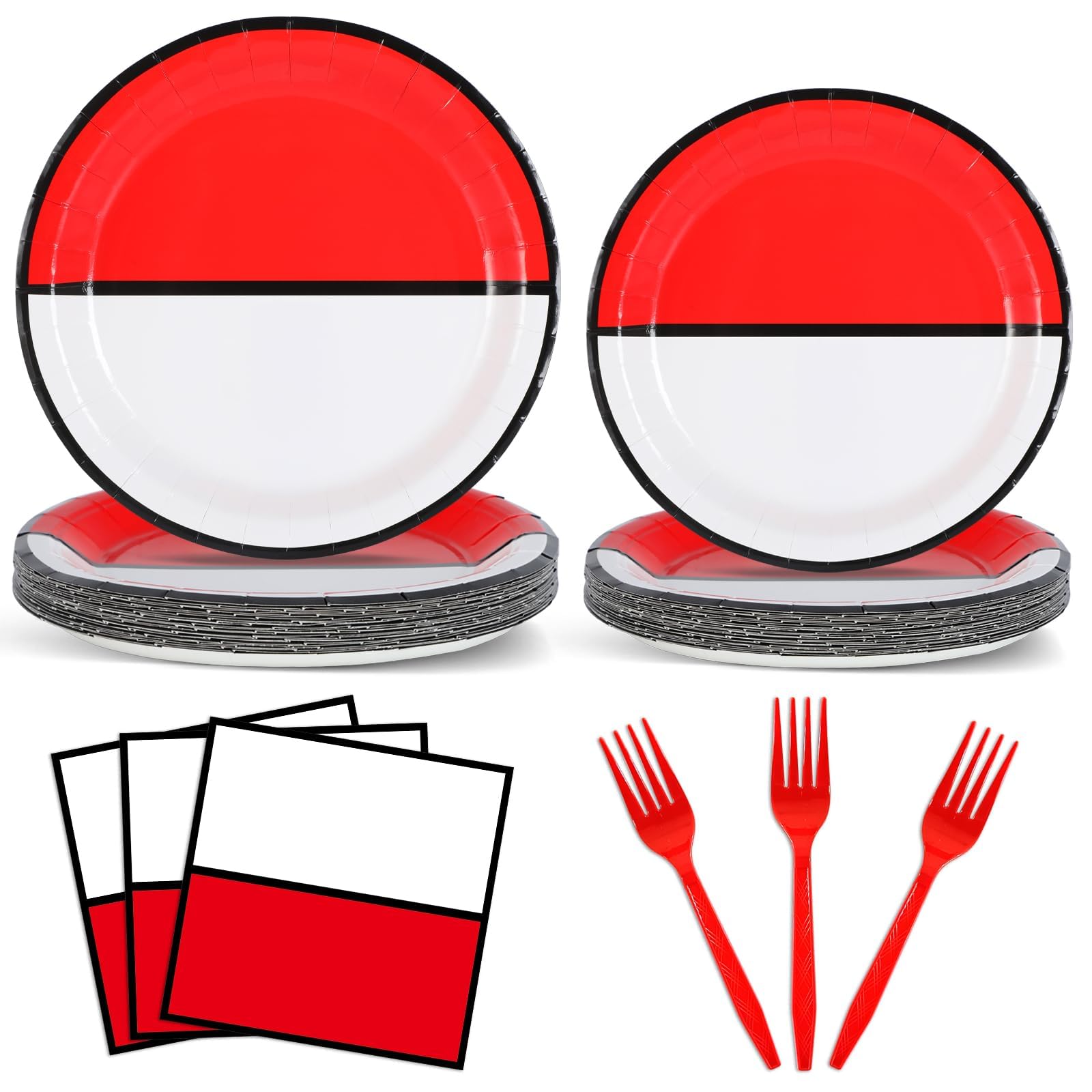 ZOIIWA Cartoon Animation Birthday Party Supplies Cartoon Ball Paper Plates and Napkins Video Game Party Plates Animation Themed Tableware Set for Kids