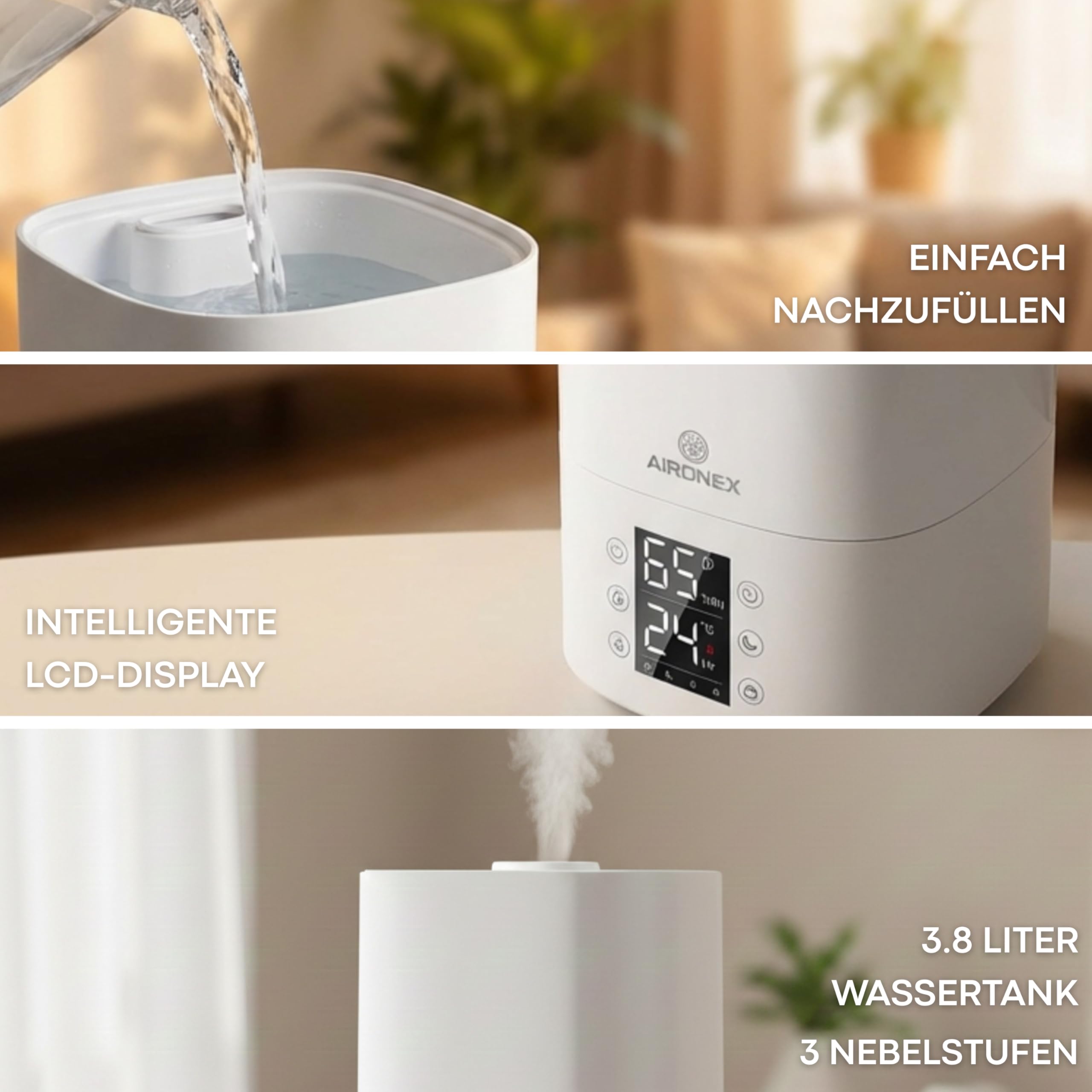 Humidificador de 3,8 litros - Topfill - Aroma - Humidifier - Adecuado para sala de estar, oficina, habitación de bebé, dormitorio