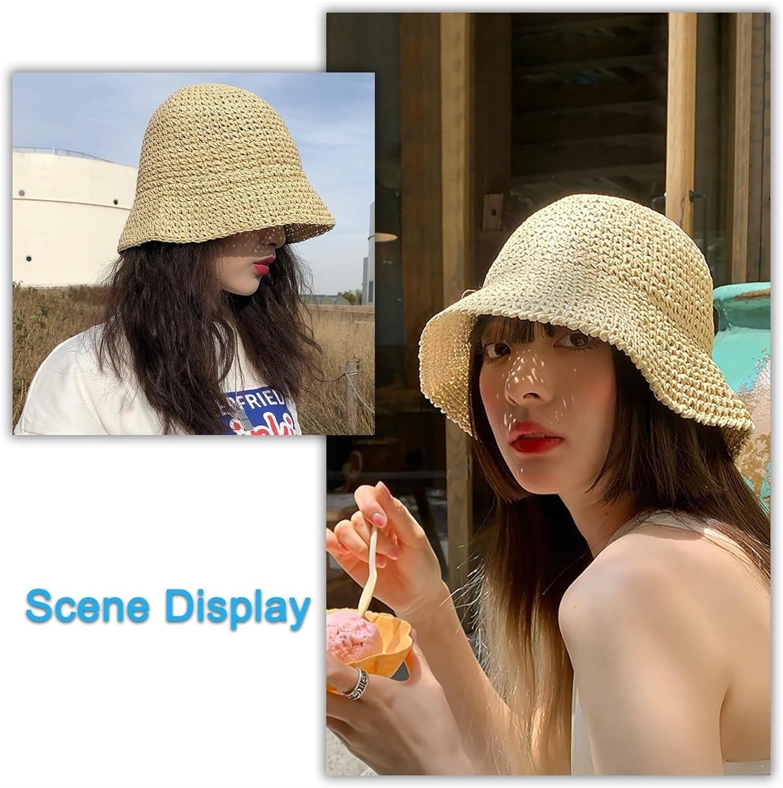 Amazon.com: GQABXKDQO Women Weave Bucket Hat - Foldable 