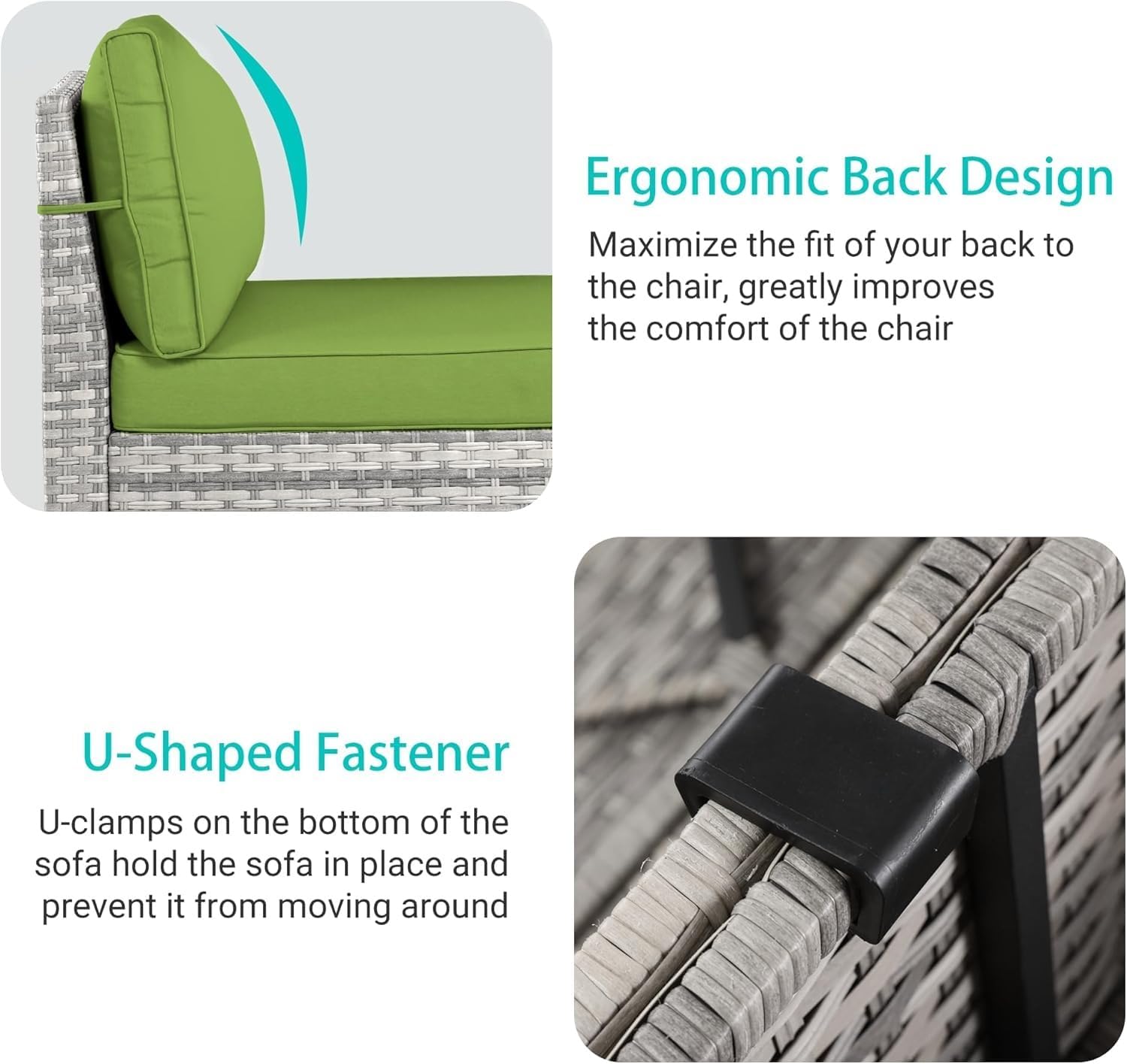 15-Piece Outdoor Patio Furniture Set with Rocking Swivel Chairs, Wicker Sectional Sofa, Thick Cushions, Coffee Table, Patio Conversation Set for Garden Backyard Lounge Seating(Gray)