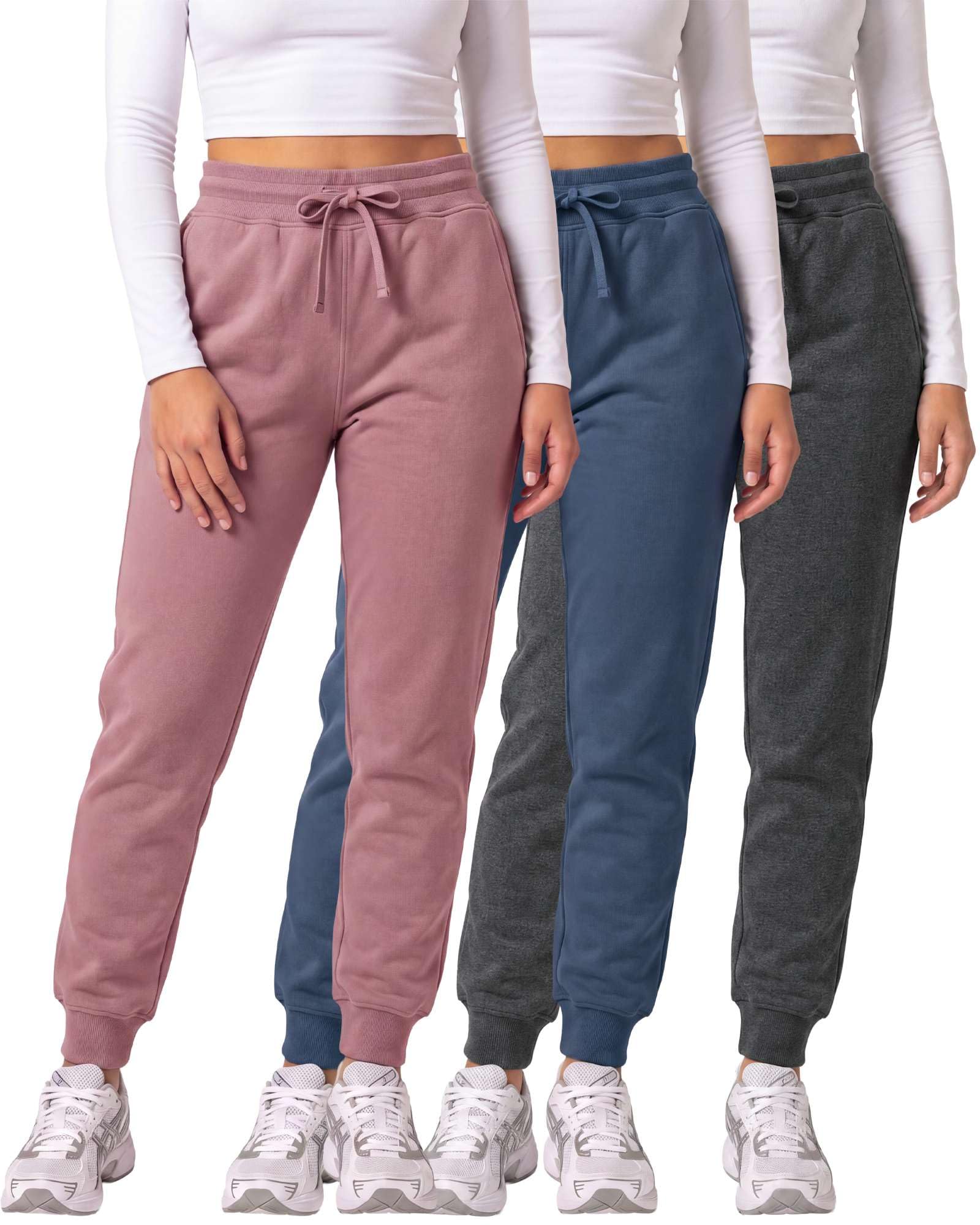 3 Pack Women's Fleece Joggers Sweatpants Lounge Pants Sweats Casual Pockets