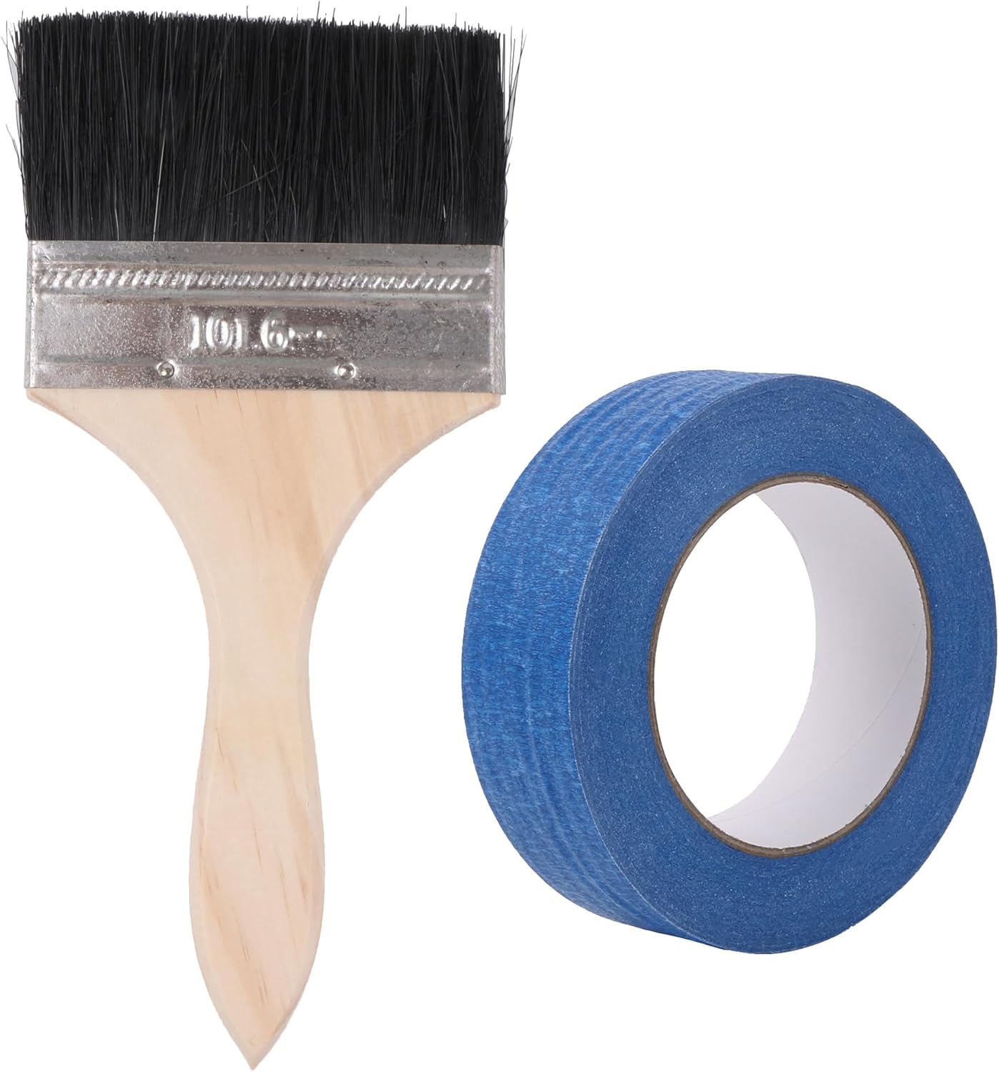 Black Bristles Painting Brush 4" with Painter's Tape 55 Yards x 1.41" Pack of 2