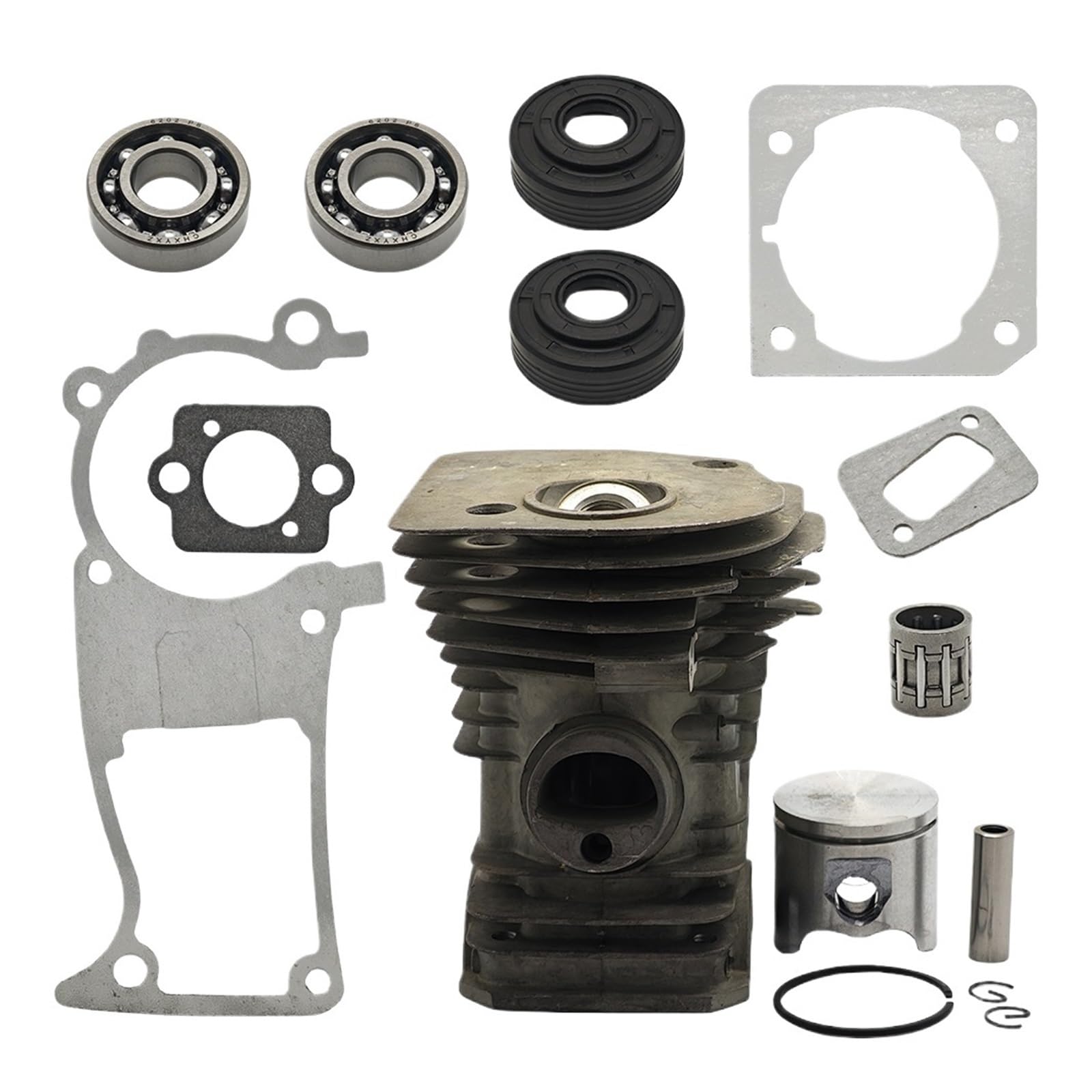 Generico Compatibile con Le Parti degli Attrezzi da Giardino 340 345 E | Kit guarnizioni di tenuta del cuscinetto dell'albero motore del pistone del cilindro della motosega da 40 mm