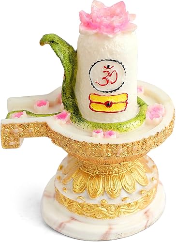 Miniatura 7 de SATVIK Resina Señor Shiva Shivling Estatua hecha a mano Linga Lingam Mahadev Shivling con Shesnag, Abhishek Patra Shivling Idol Showpiece Hindú