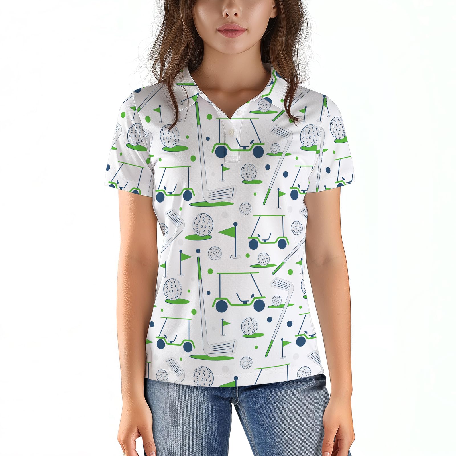 Golf Hawaiian Golf Shirts for Women Polo Short Shirts Outfit Moisture Wicking Shirts Large