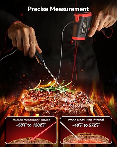 Miniatura 2 de Pistola de temperatura con termómetro infrarrojo con sonda de -58  a 1202 , pistola digital de humedad de temperatura de superficie, pistola térmica