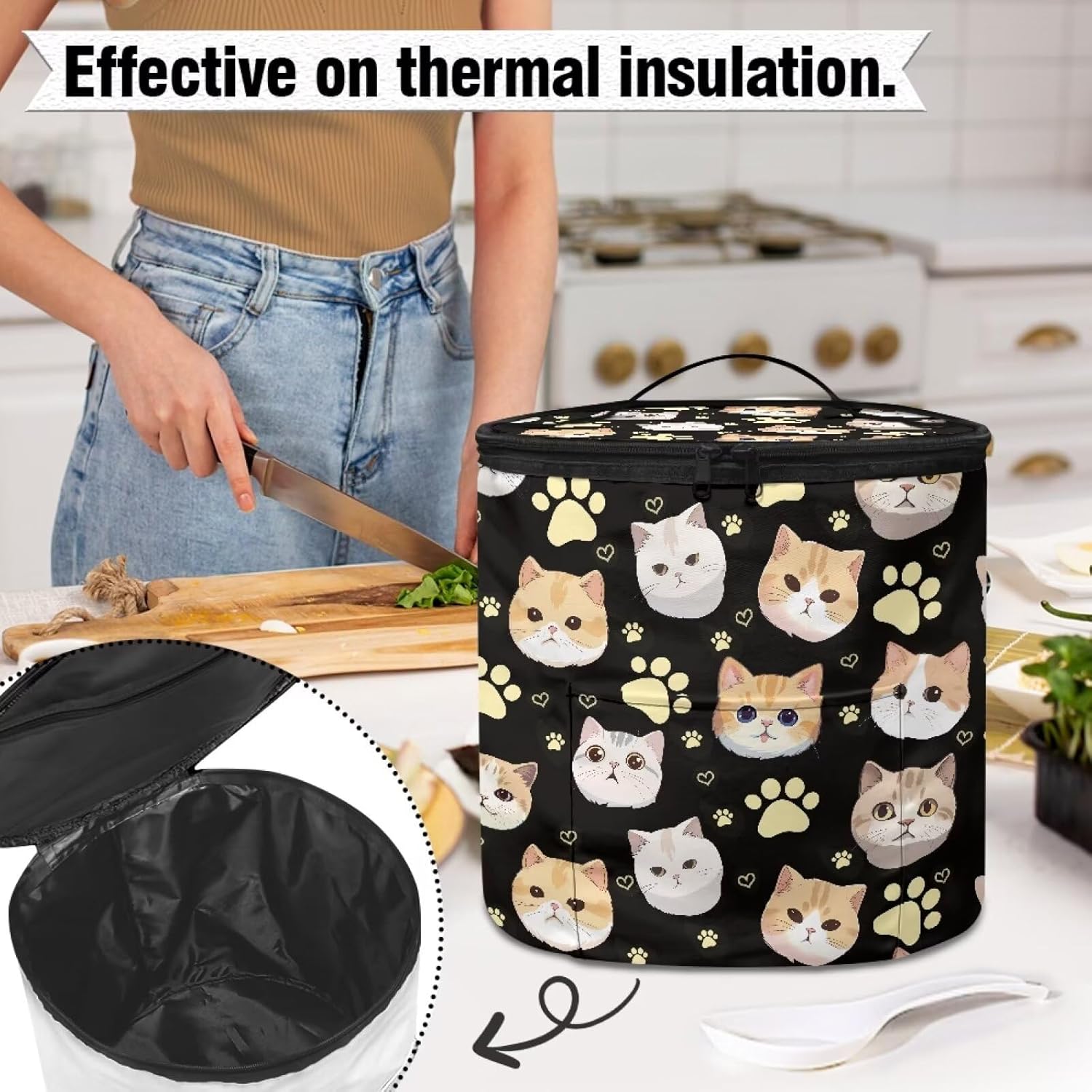 Kitchen Appliance Dust Cover for 6 Quart Pressure Cooker Cat Paw Print Electric Pressure Cooker Insulation Bag Tote Air Fryer Carry Bag Small Appliance Covers for Kitchen Accessories