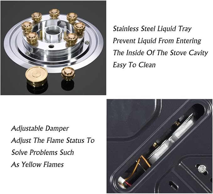 Estufa de Gas con 2 Puestos, 73 cm, Vidrio Templado Negro miniatura 7