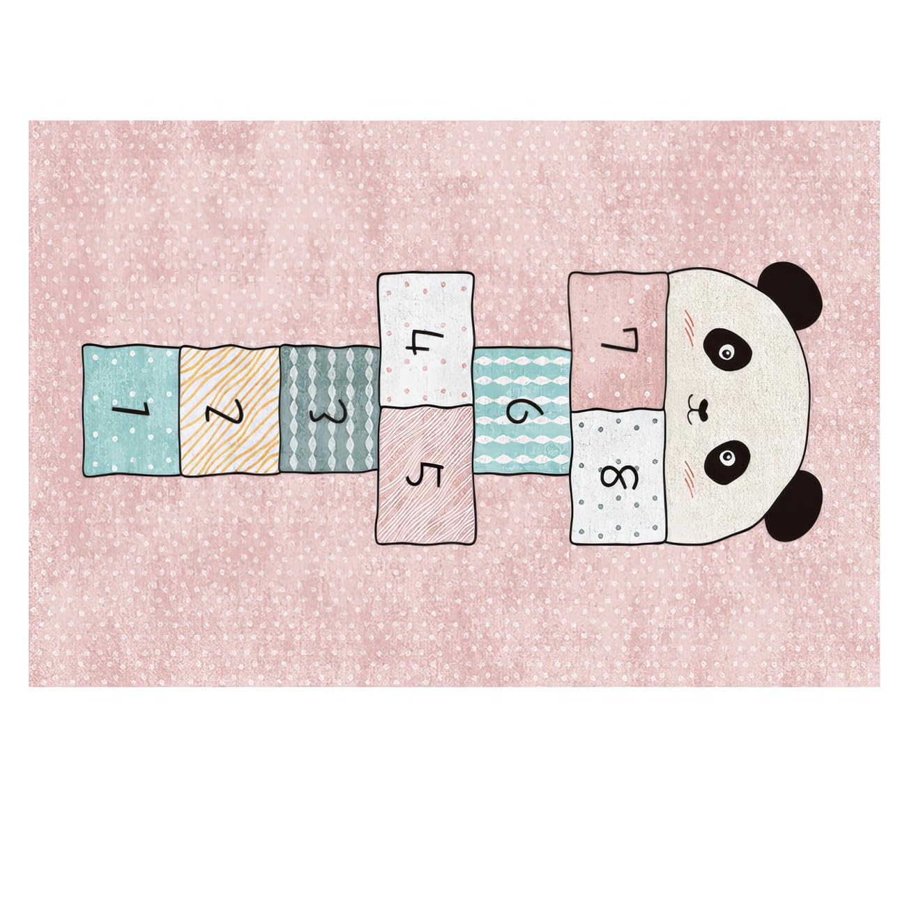 Grand Tapis de Marelle Interactif D'intérieur Motif Dessin Animé pour L'apprentissage Parent-Enfant,Décoration de Chambre à Coucher Tapis D'éveil aux Chiffres pour Enfants (Pink,160x230 cm)