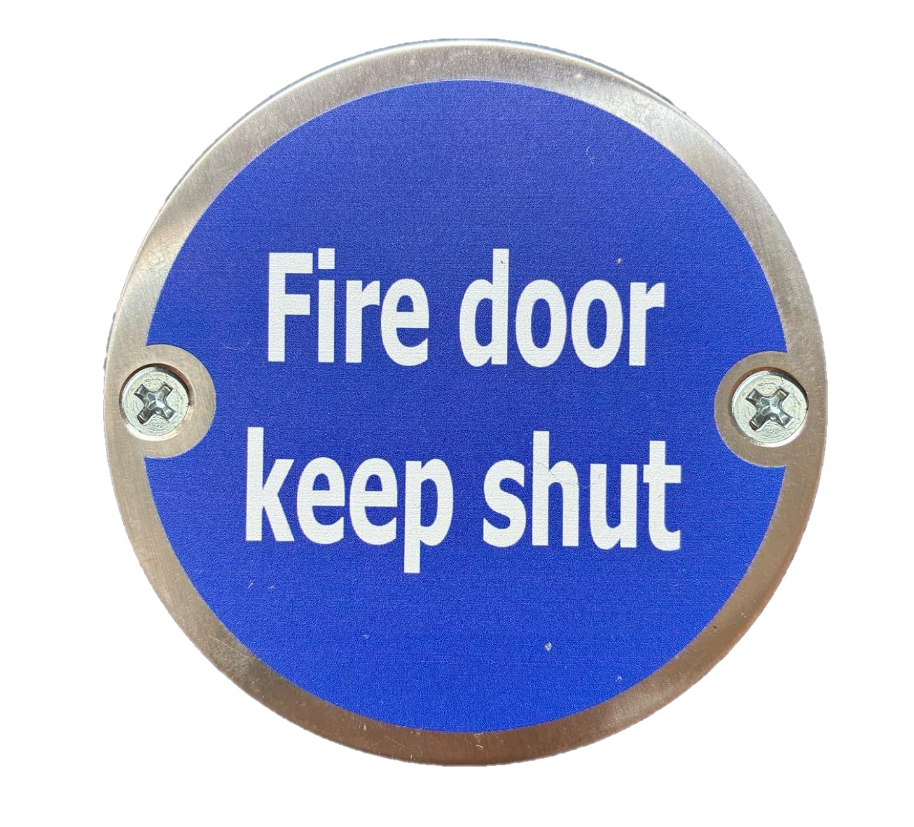 Iwee Ltd. Stainless Steel "Fire Door Keep Shut" Safety Sign, 76mm Disc, Stainless Steel Safety Sign, Fixings Included - Image 4