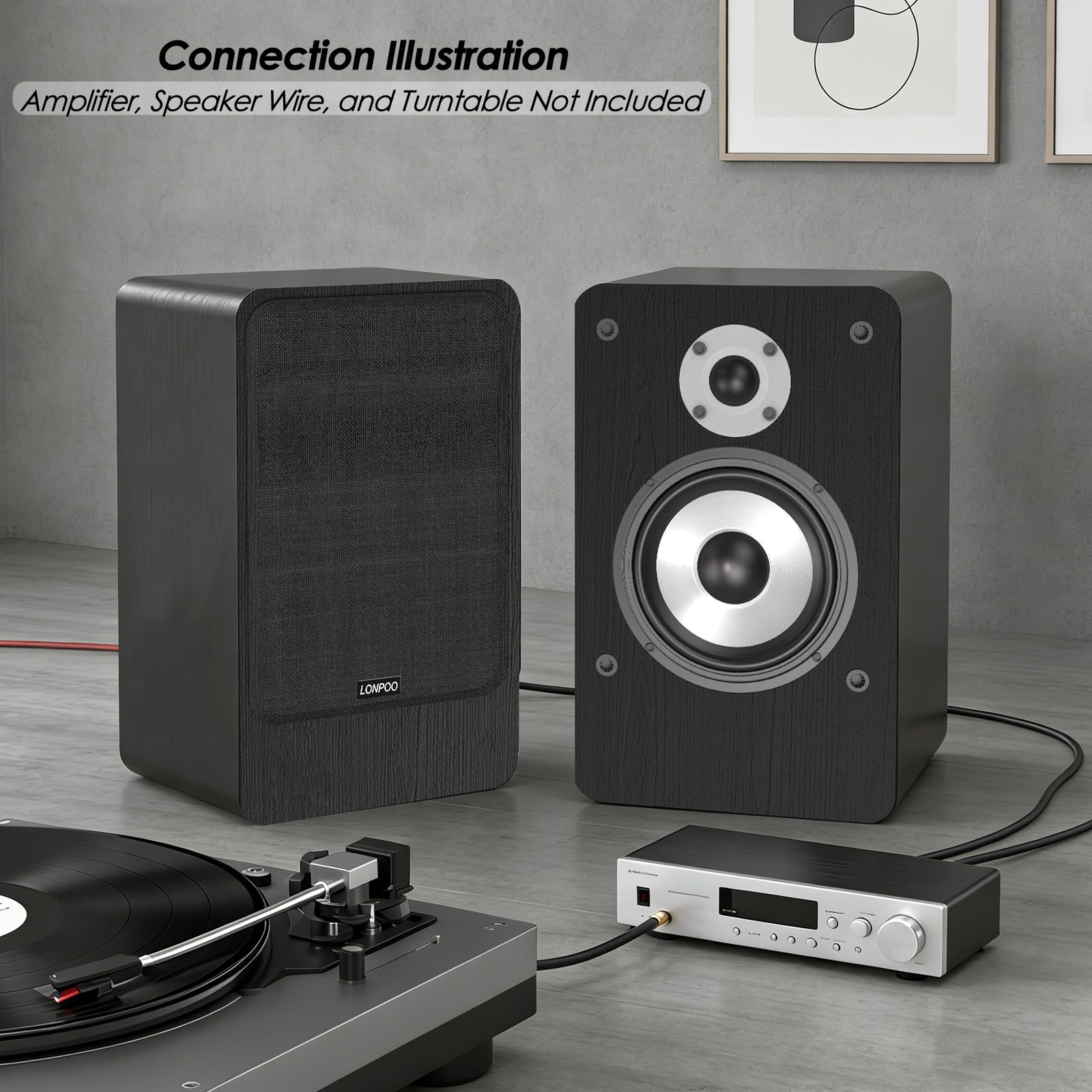 LONPOO Passive Regal-Lautsprecher Paar, 100W RMS HiFi Lautsprechers 2-Wege mit 4-Zoll-Aluminiumkonus-Tieftöner und 1-Zoll Seiden-Hochtonkalotte, 4-8 Ohm (LP-42MX)
