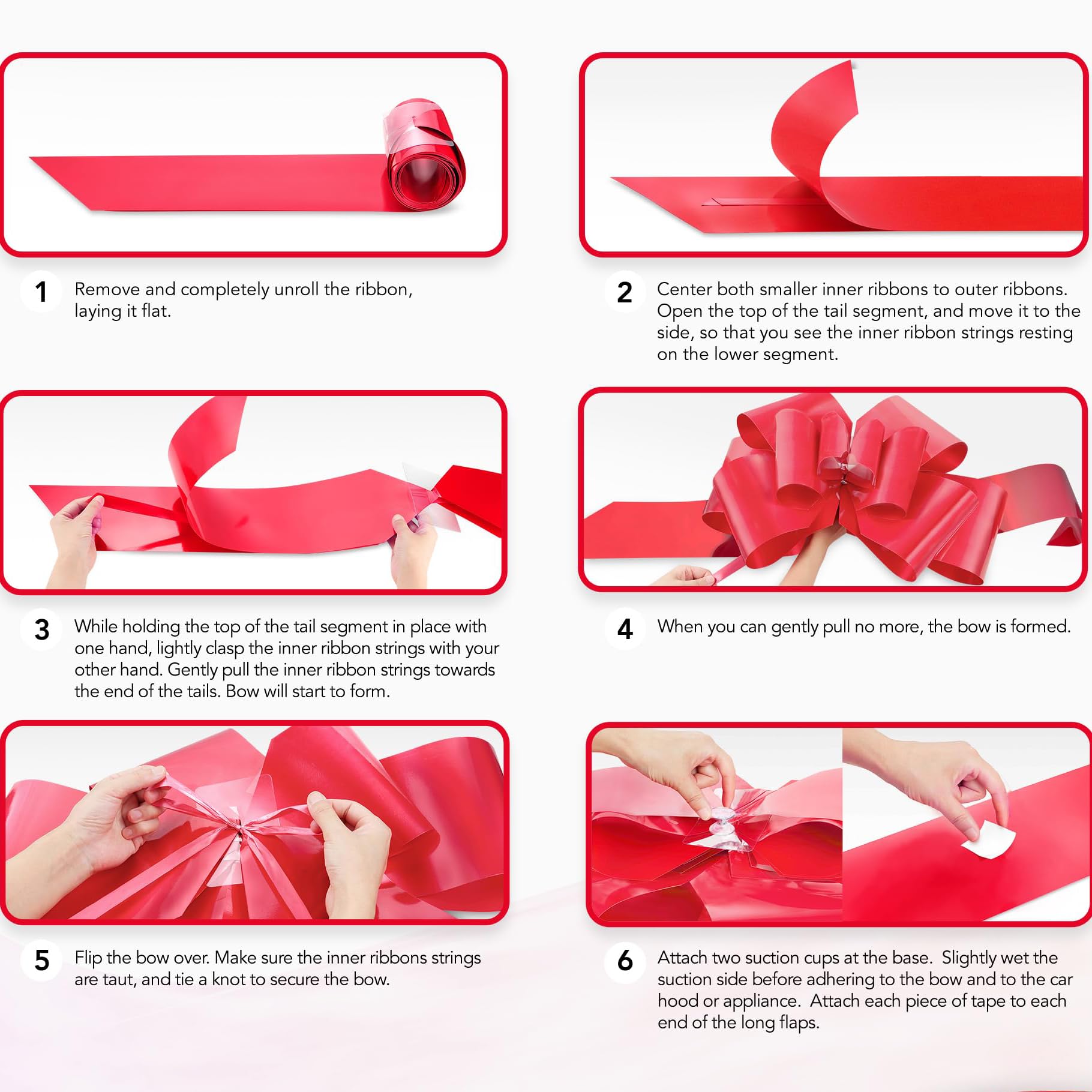 Lazo Rojo Grande para Coche 76 cm Lazos Gigante Regalo Bicicleta Navidad Boda Cumpleaños