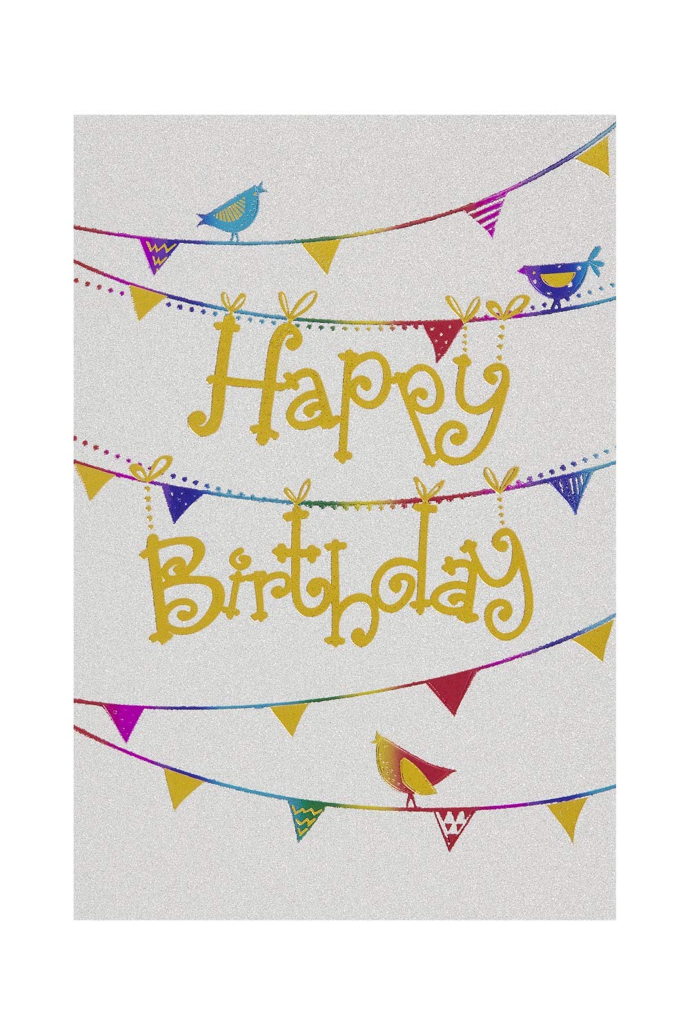 bsb Birthday Card Birthday Greetings Birthday Wishes - with Glitter - Happy Birthday with Pennants - White Envelope