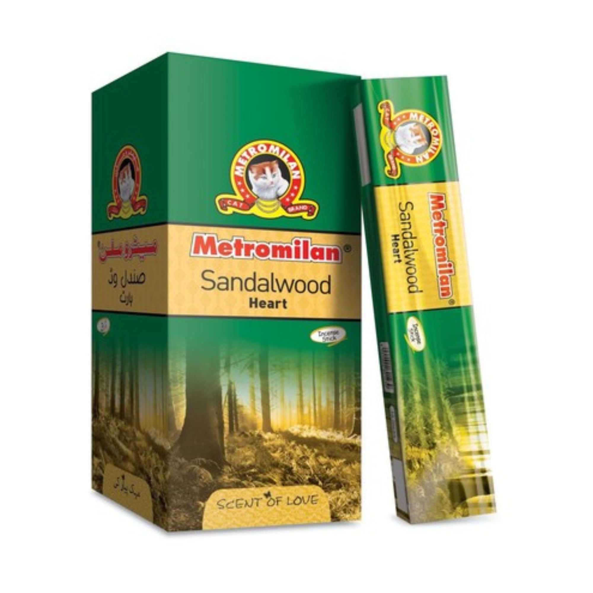 METRO MILAN Sandalwood Heart Large INCENSE STICK - Flavour for Prayer & Pooja 1 BOX,12 PACKs, Total 216 STICKs (18 STICKs in Each Pack) - (Same Day Dispatch) — image 1