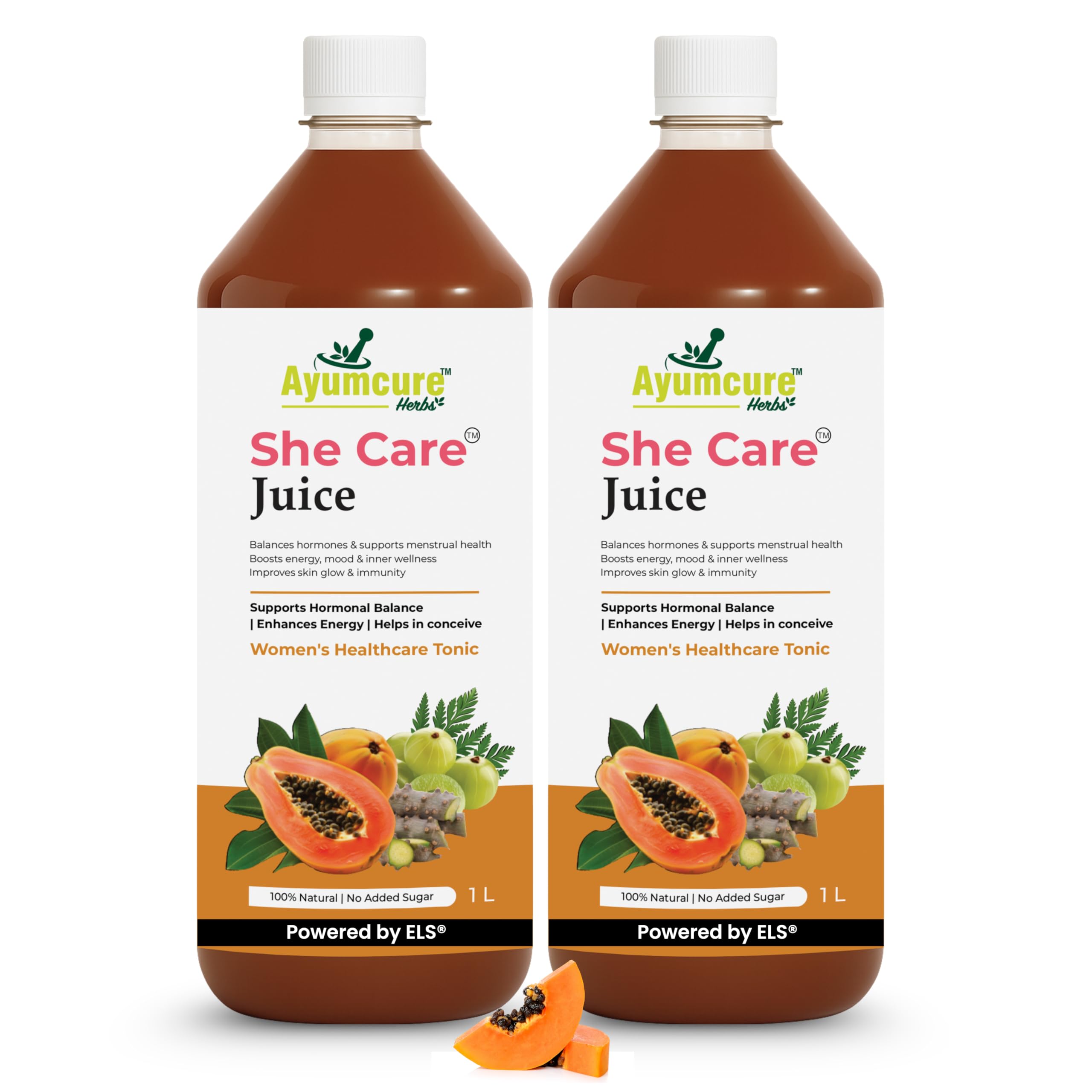 She Care Juice for Women | Supports Hormonal Balance, PCOS/PCOD Relief & Regular Cycles | With Ashok Chaal, Papaya, Daru Haldi, Bel Ka Fal, Amla, Giloy & Herbs | No Added Sugar | 1L ( Pack of 2 )-image-27