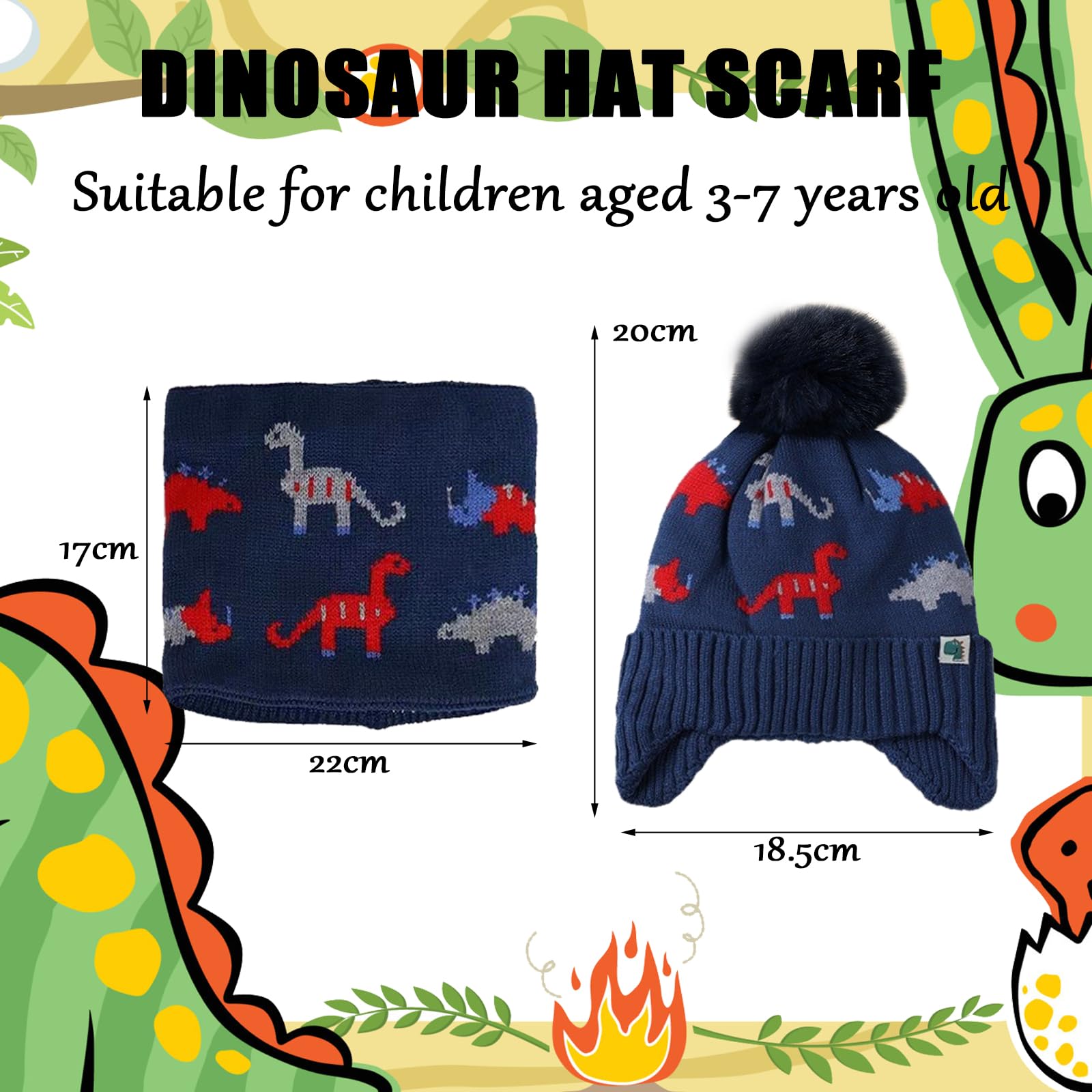 DKDDSSS Conjunto de Gorro y Bufanda Circular de Punto de Invierno para Niños - Sombrero Caliente