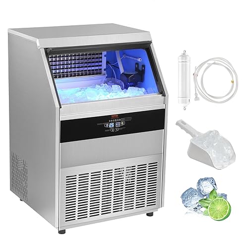 VEVOR Máquina comercial para hacer hielo, máquina de hielo aprobada por ETL de 440 libras/24 horas, máquina de hielo debajo del mostrador con