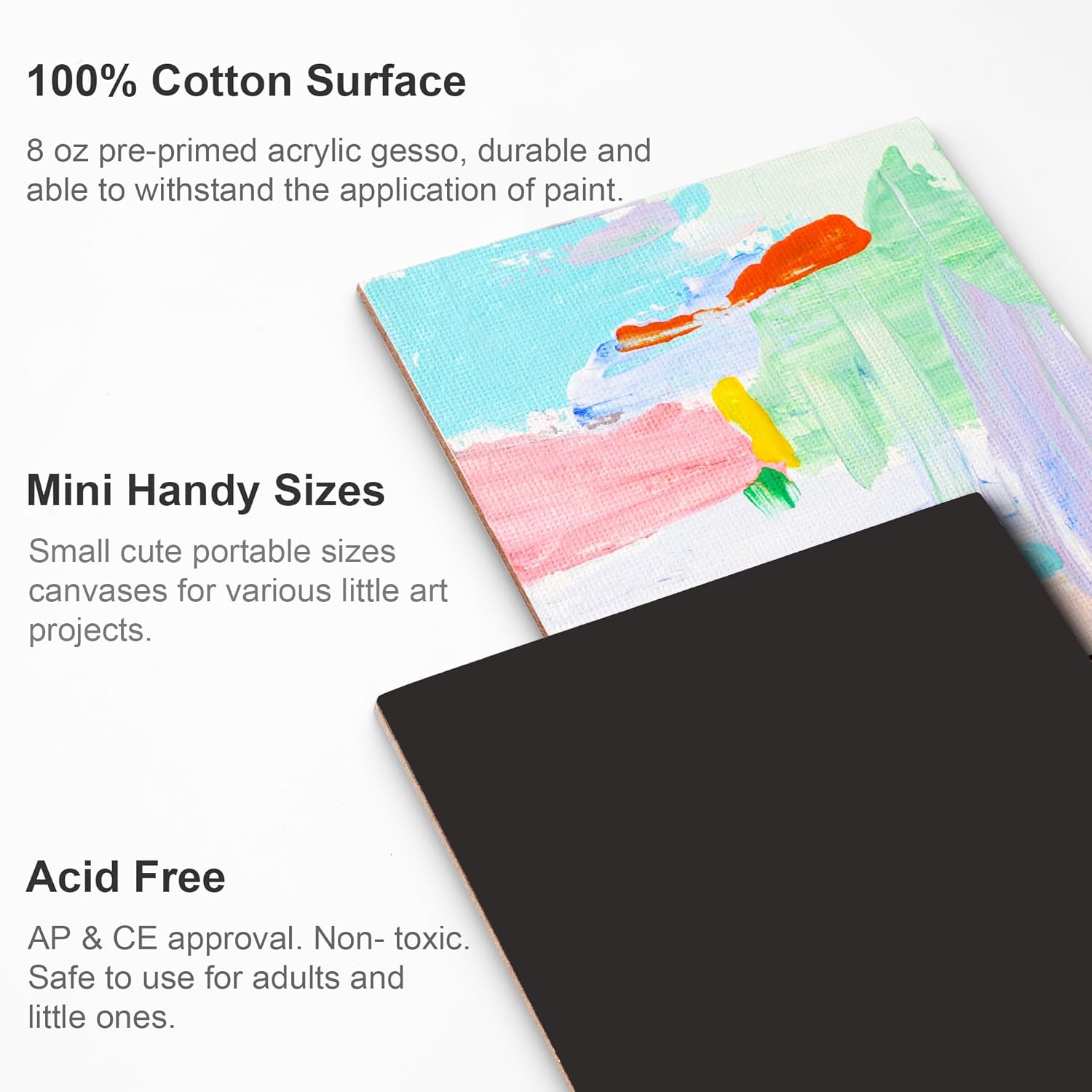 AUREUO Mini Magnetic Canvas Panel 2.5x2.5 Inch / 24 Pack - Small Square Flat Canvas Board with Magnet Back Art Gift Set Bulk Pack Tiny Thin Canvases for Valentine Painting & Craft - Image 4