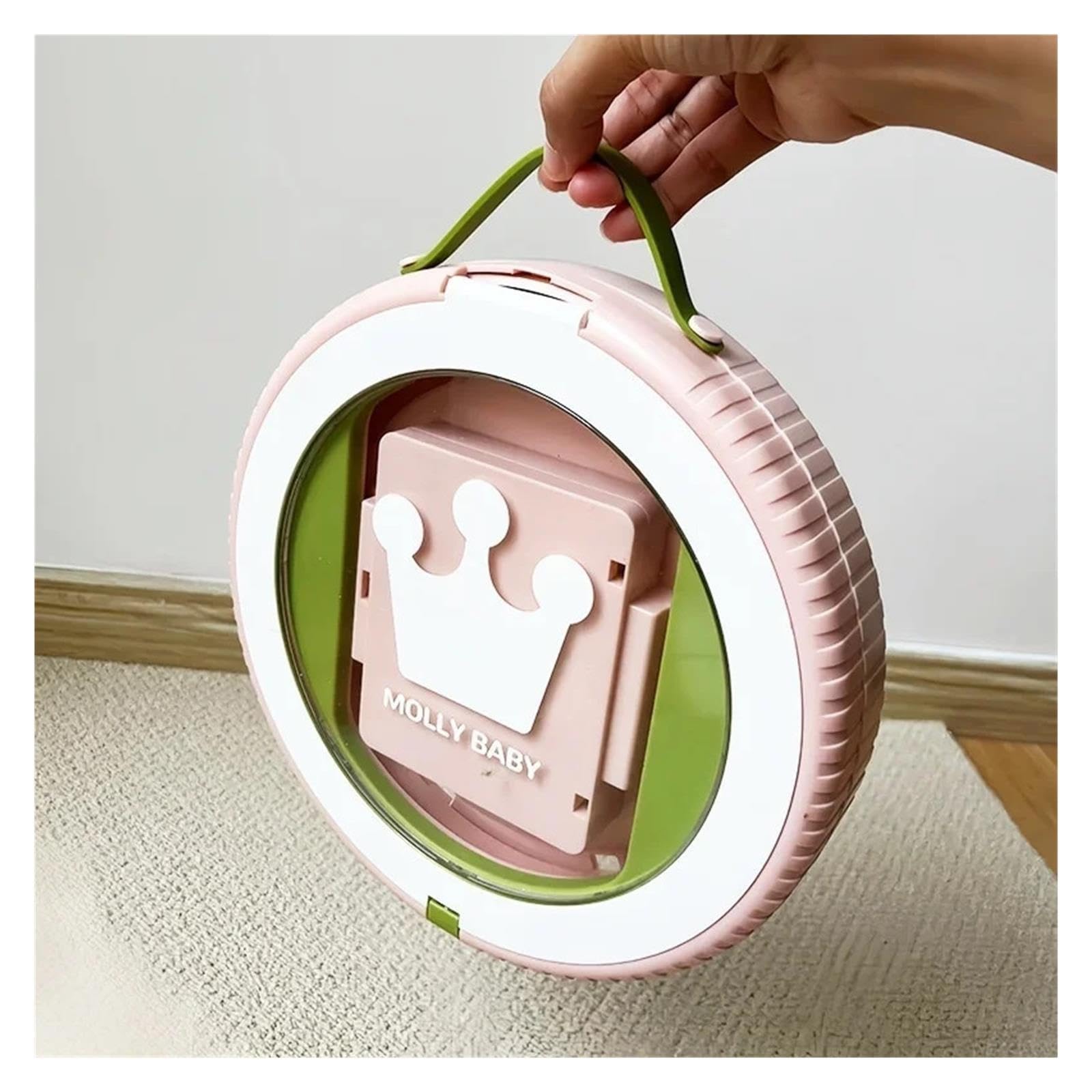 Toilette portatile vasino pieghevole a forma di cartone animato per viaggi di emergenza con borse(Green)