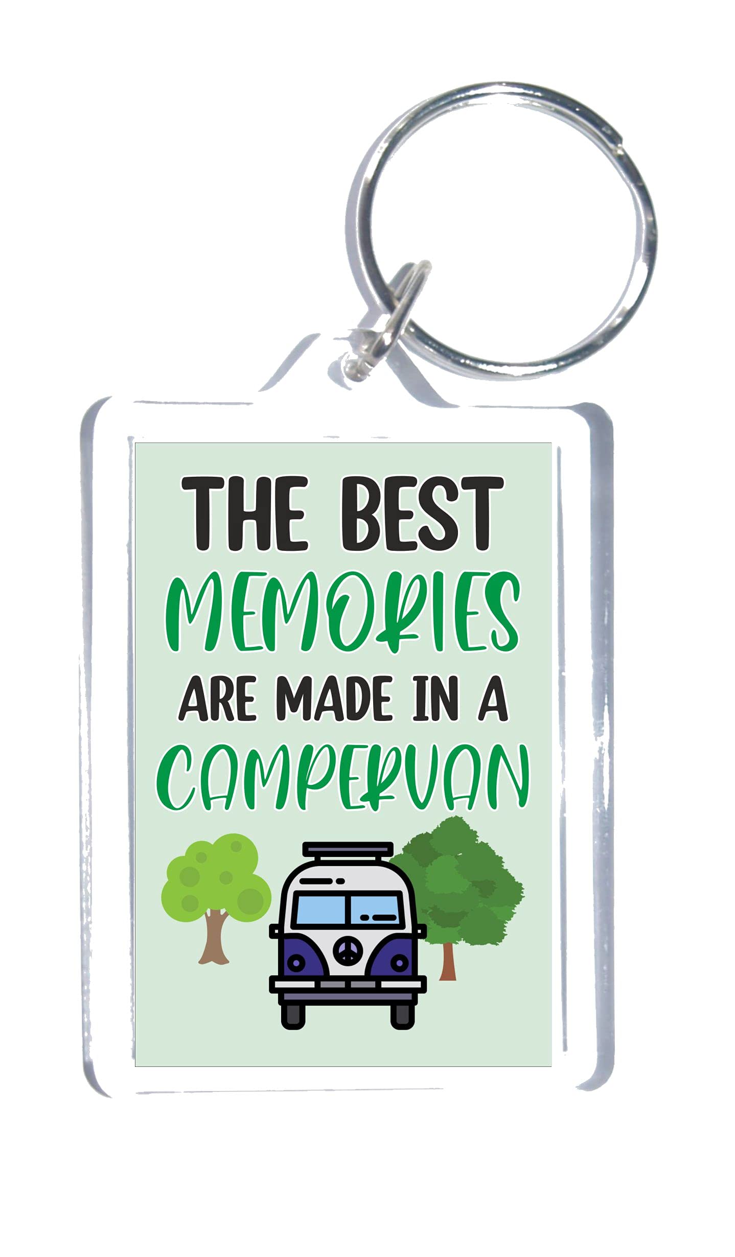 Clare's Cosmetics Women's Green Nice Campervan Gift – The Best Memories Are Made In A Campervan – Keyring - Novelty Present