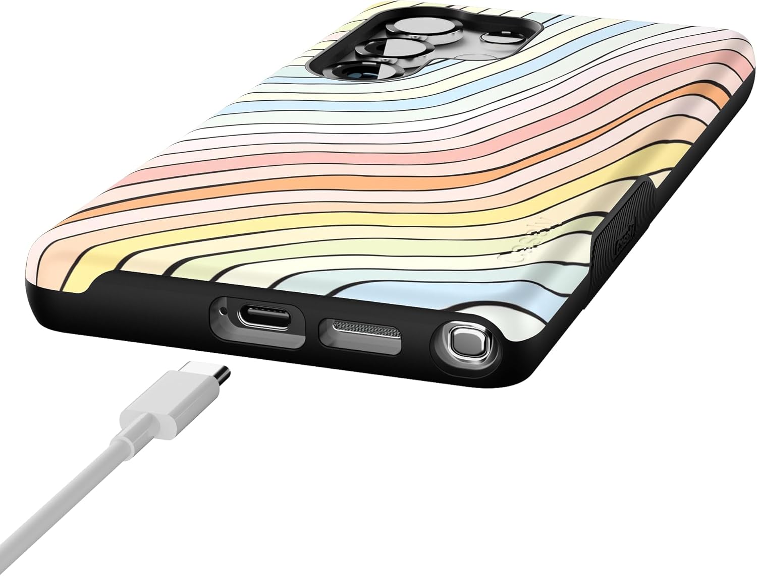 Casely Galaxy S25 Ultra Case | Ride The Wave | Pastel Rainbow Lined | Bold Protective Design | Compatible with MagSafe
