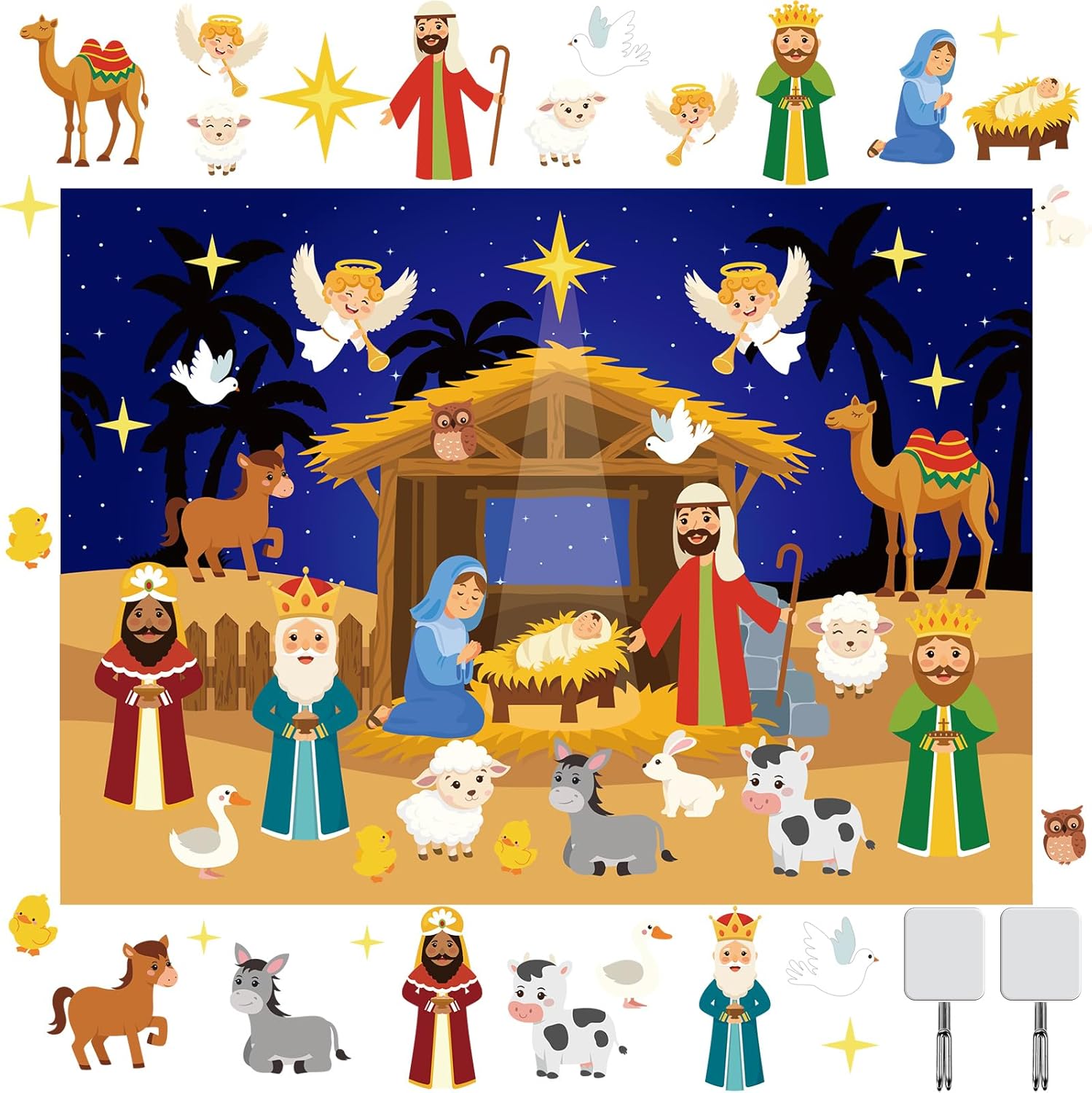 Nativity Advent Felt Board Story Sets Christmas Nativity Advent & Wall Hanging Decor Resurrection Felt Story Board Set Detachable Wall Ornaments Decor Jesus Birth Activities Party Craft Gift